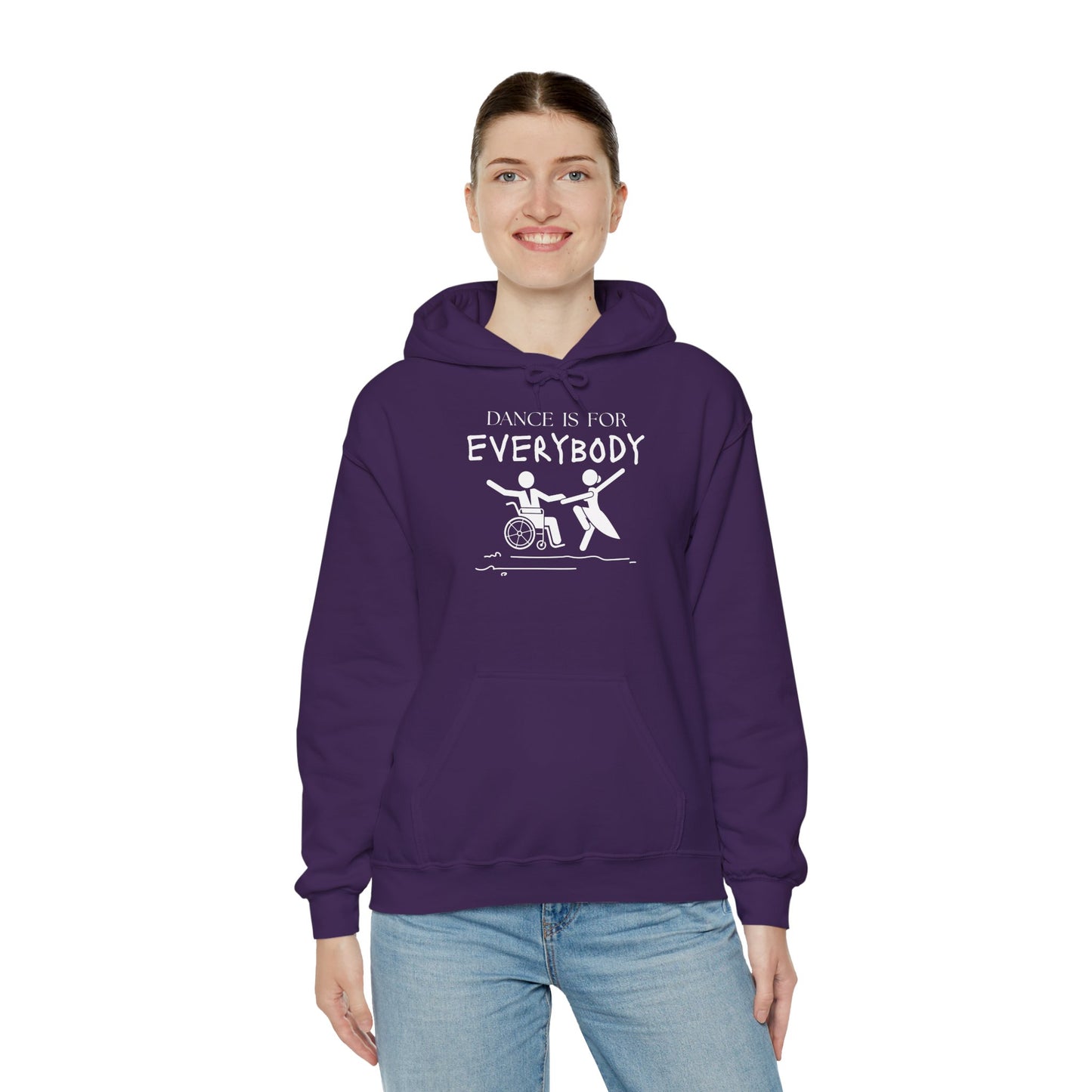 "Dance Is for Everybody" Unisex Hoodie – Inclusive Dance-Themed Hoodie for Teens and Adults with Personalization Option on Sleeve