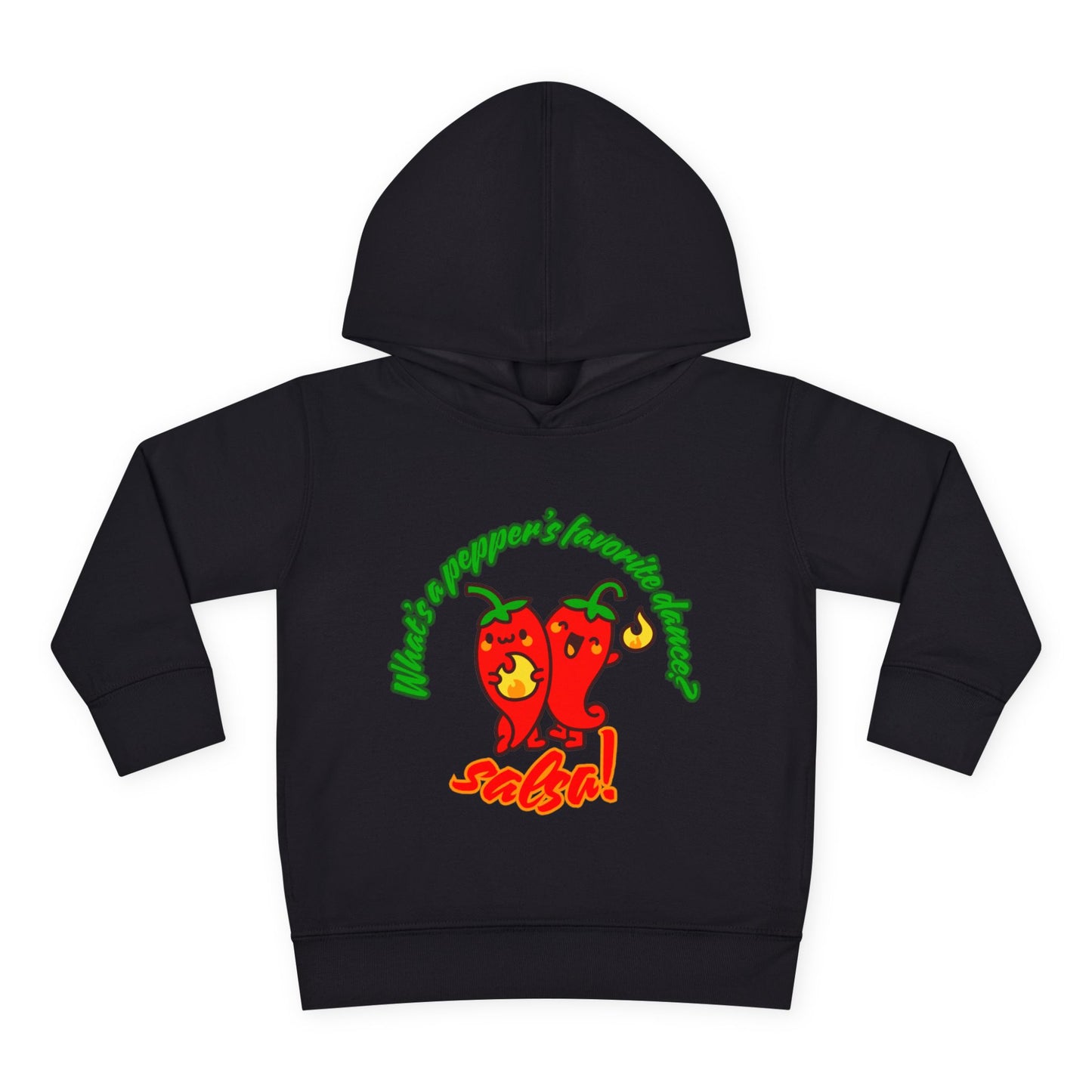 "What's a Pepper's Favorite Dance? Salsa!" Toddler Fleece Dance Hoodie – Funny Colorful Pullover for Kids