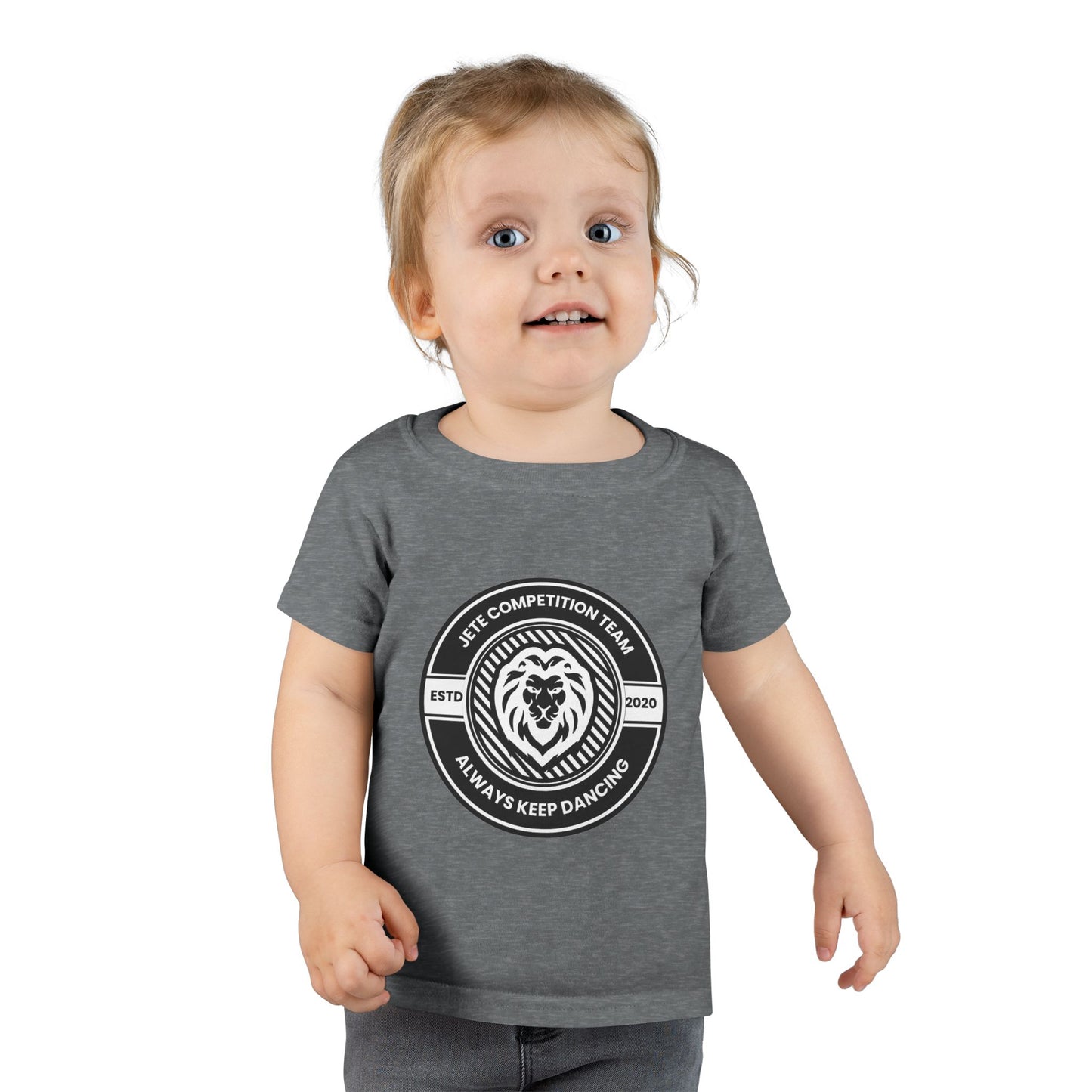 "Jeté Competition Team – Always Keep Dancing" Toddler Dance T-Shirt – Collegiate-Inspired Emblem Graphic Short Sleeve Tee for Kids