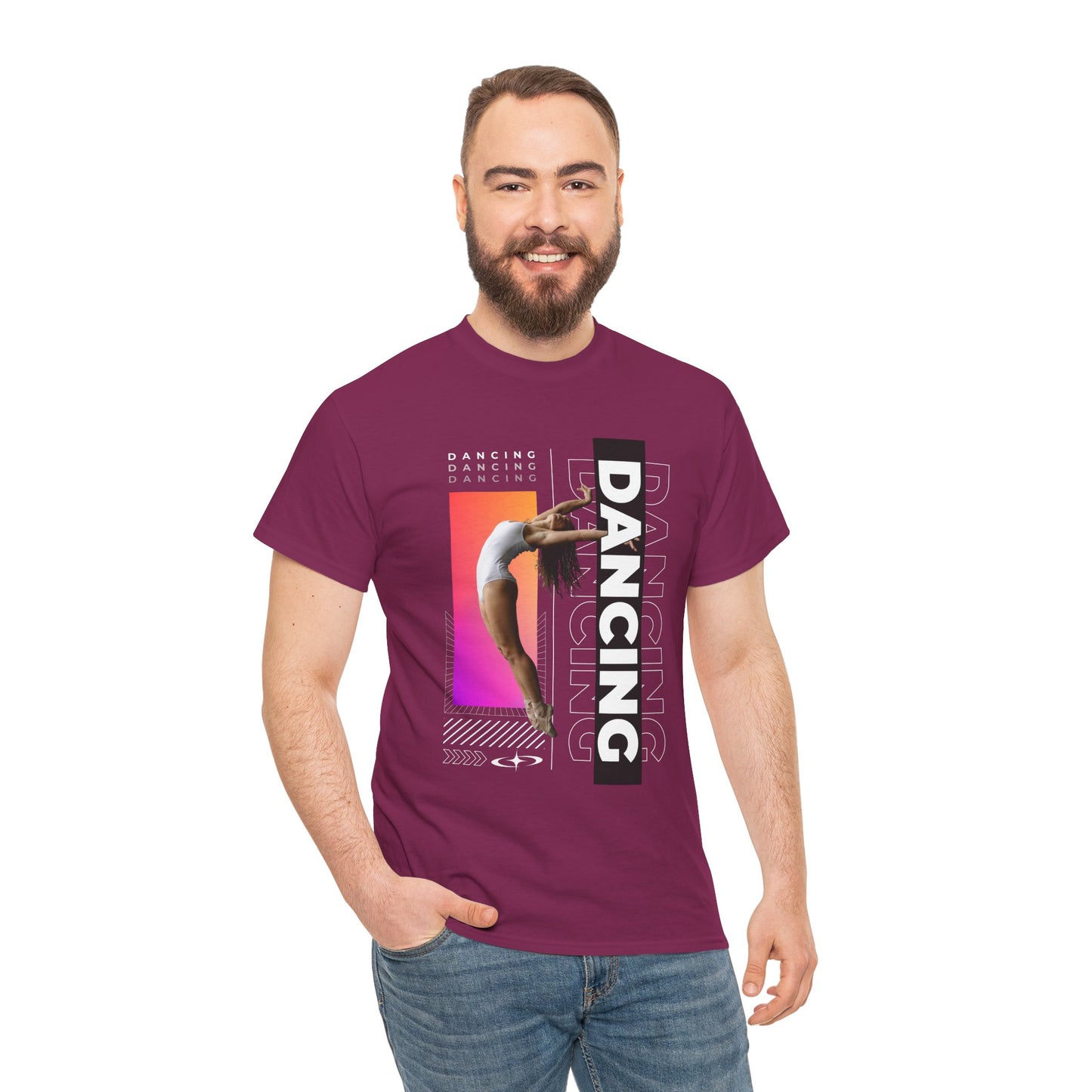 “Dancing” Streetwear-Inspired Female Dancer Unisex Heavy Cotton Tee – Urban Dance Graphic T-Shirt for Performers and Dance Lovers