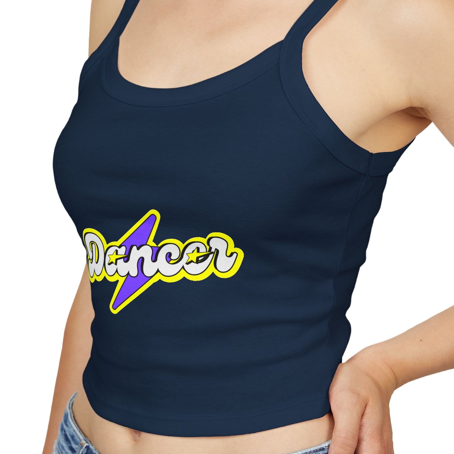 "Dancer" Women’s Spaghetti Strap Tank Top – Superhero-Inspired Dancer Graphic | Empowering Dance Apparel for Strong & Stylish Performers