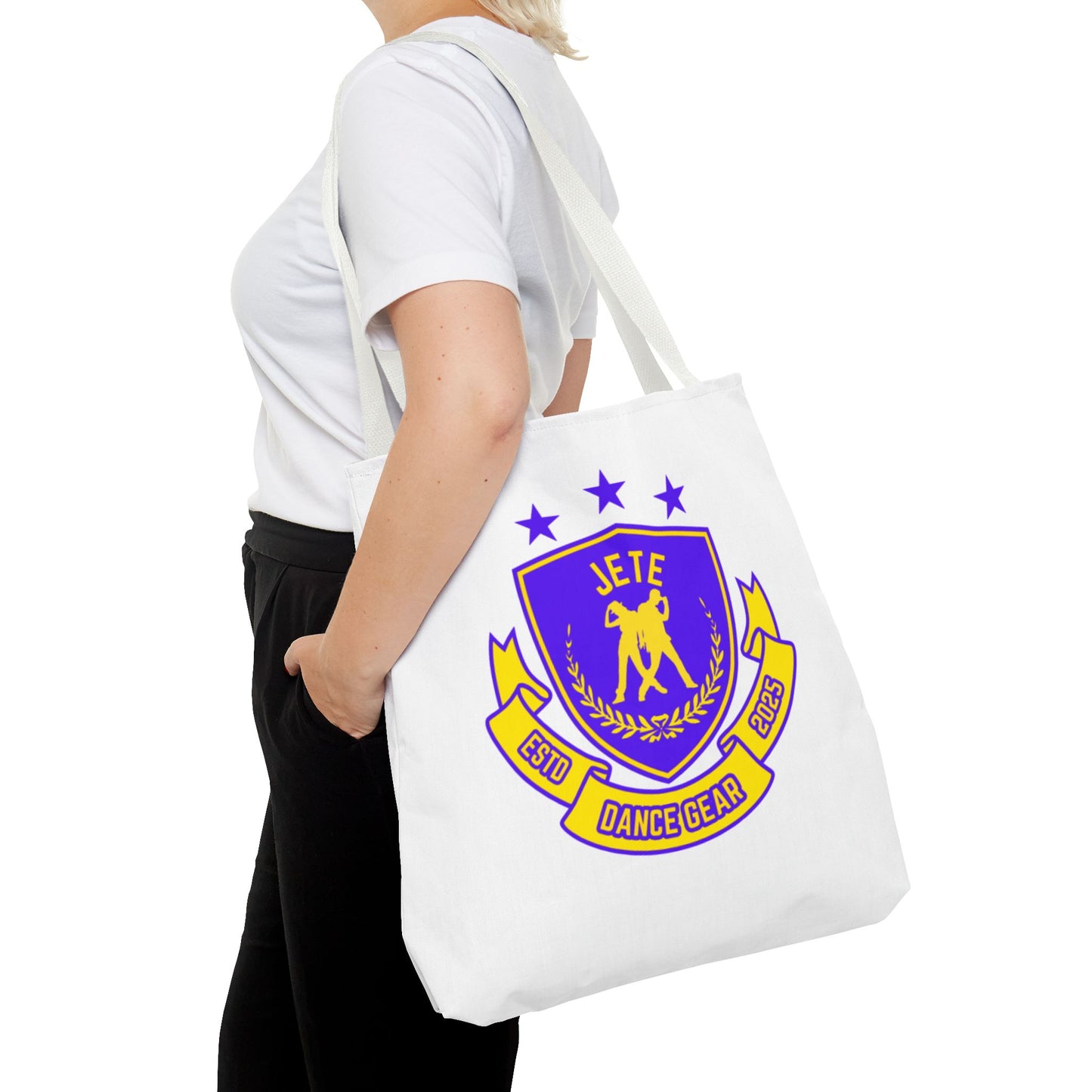 "Jeté Dance Gear Estd 2025" Canvas Tote Bag – Collegiate-Inspired Dancer Tote for Rehearsals, Classes & Everyday Style
