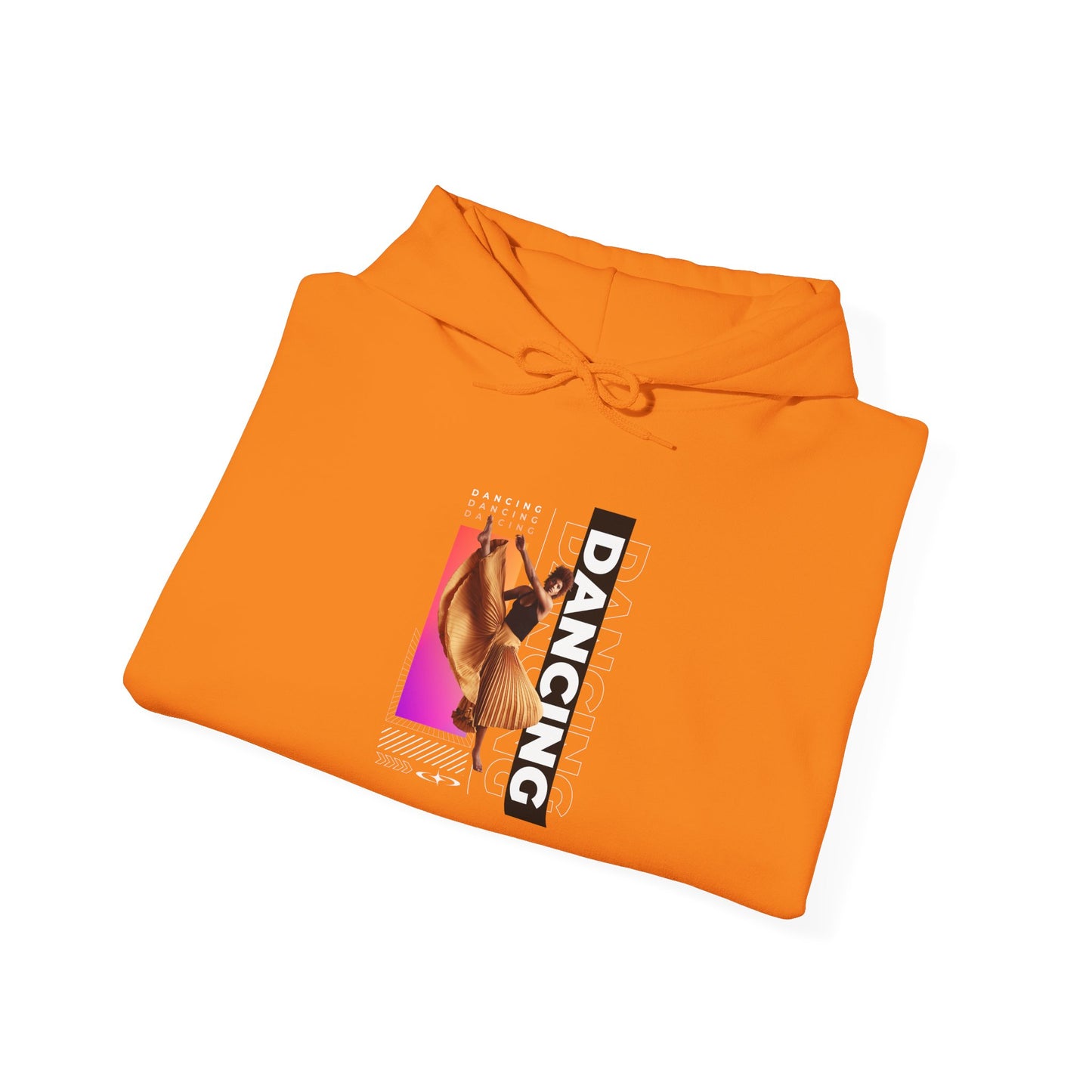 "Dancing” Text with Streetwear-Style Female Dancer Graphic - Unisex Heavy Blend™ Hooded Sweatshirt – Cozy Dance Hoodie for Ballet & Hip-Hop Enthusiasts