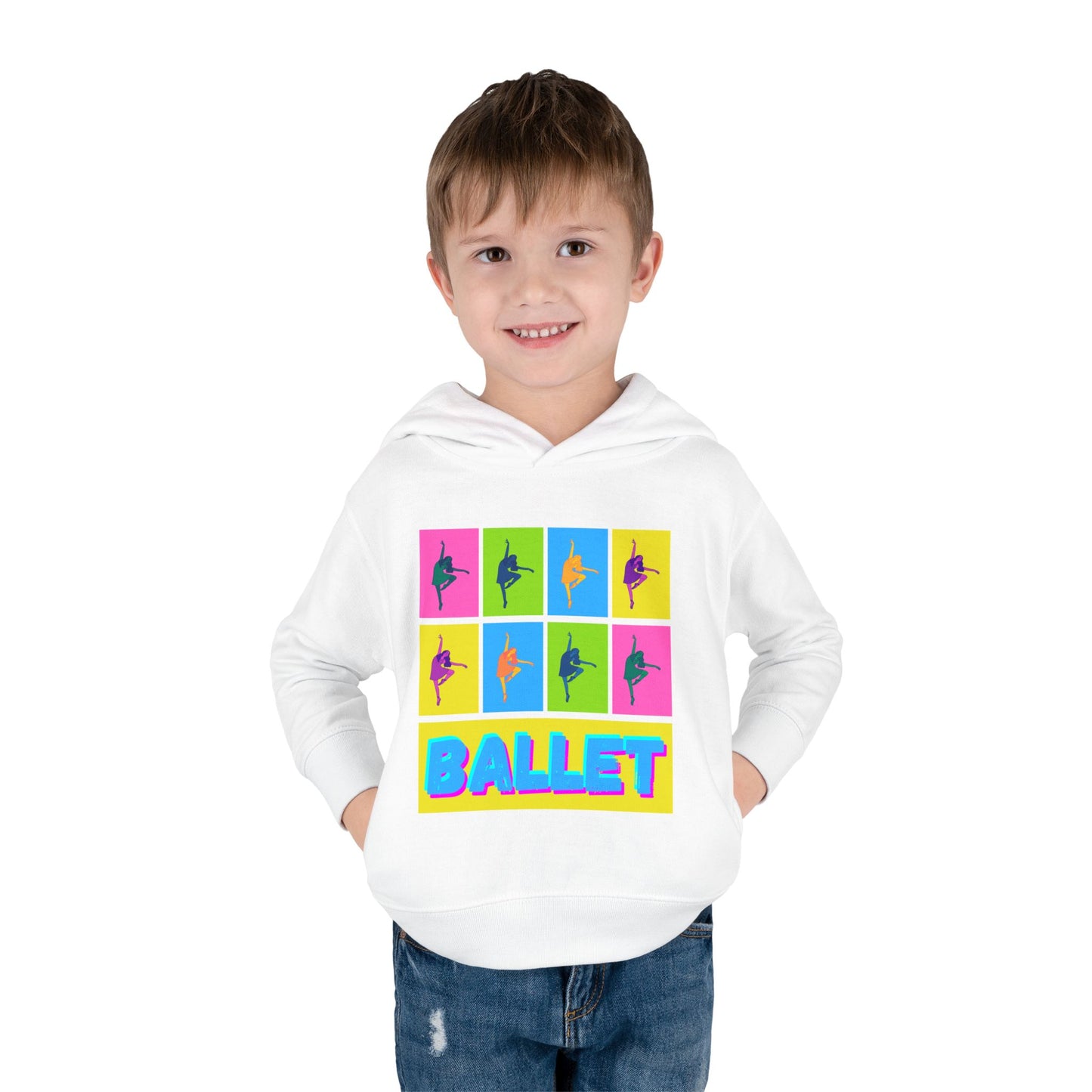 “Ballet" Toddler Pullover Hoodie – Pop Art Inspired Dance Graphic Sweatshirt with Ballet Dancer Design for Kids