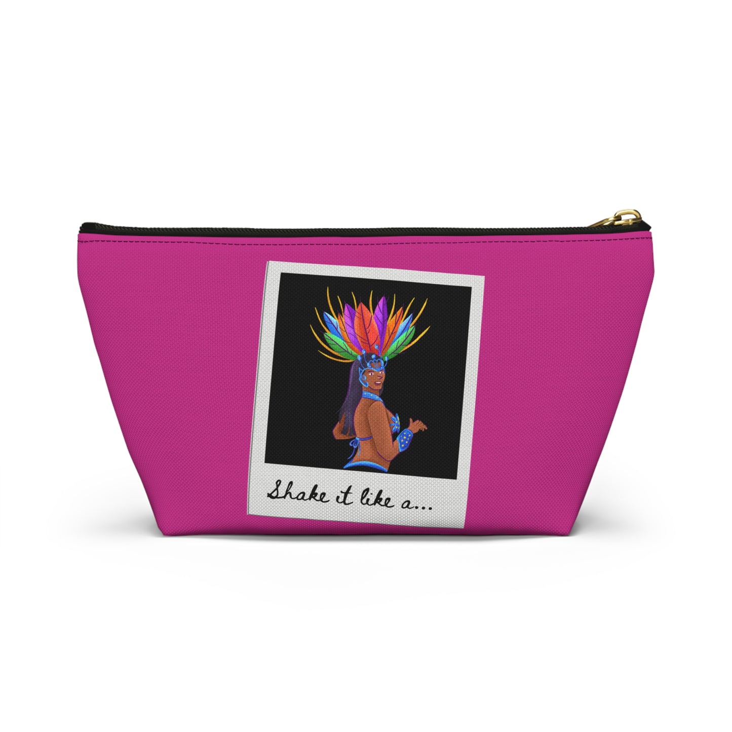 "Shake It Like a..." Makeup Bag – Carnival-Inspired Samba Dancer Graphic – Fun Dance-Themed Zipper Pouch for Cosmetics, Travel & Accessories