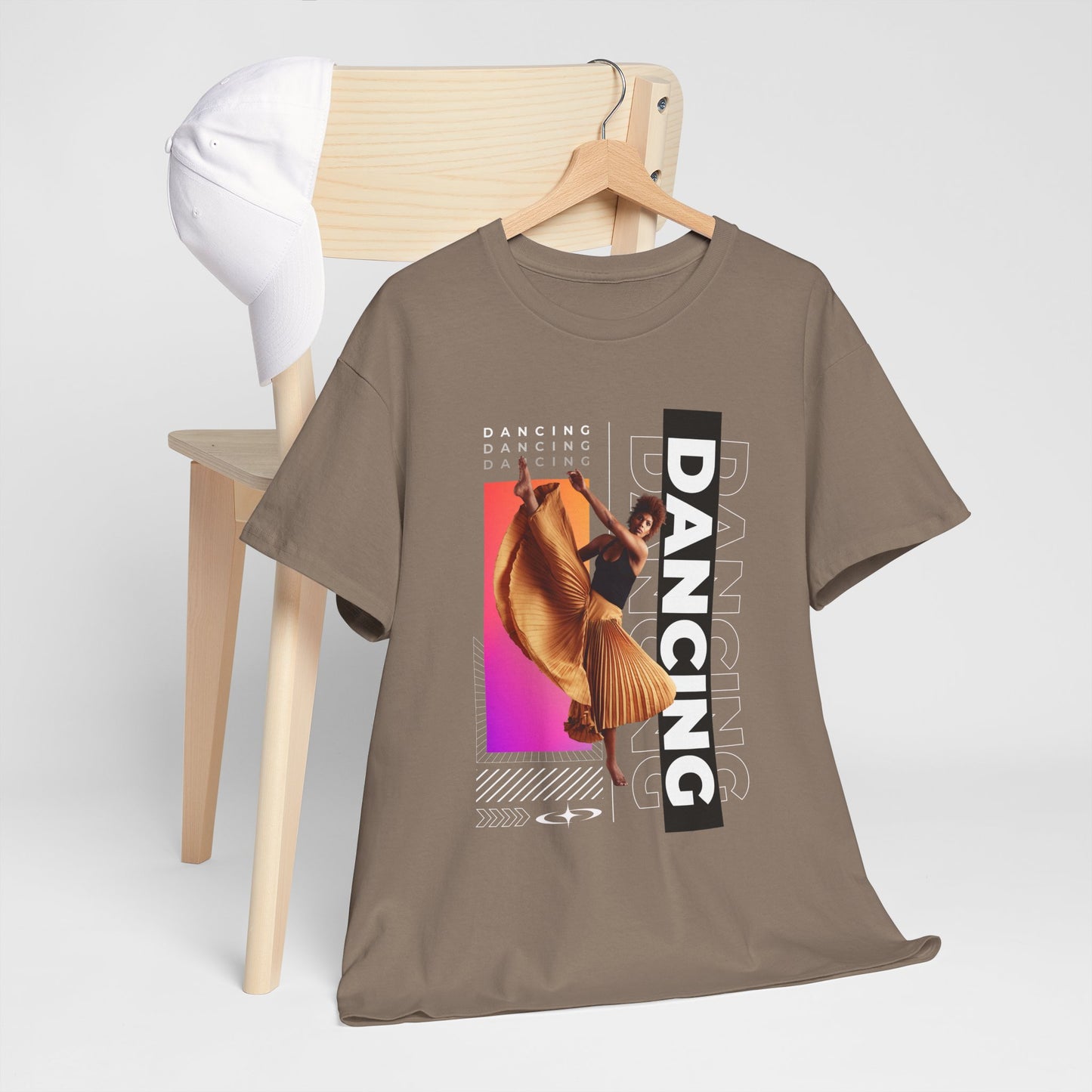 “Dancing” Streetwear-Inspired Female Dancer Unisex Heavy Cotton Tee – Urban Dance Graphic T-Shirt for Performers and Dance Lovers