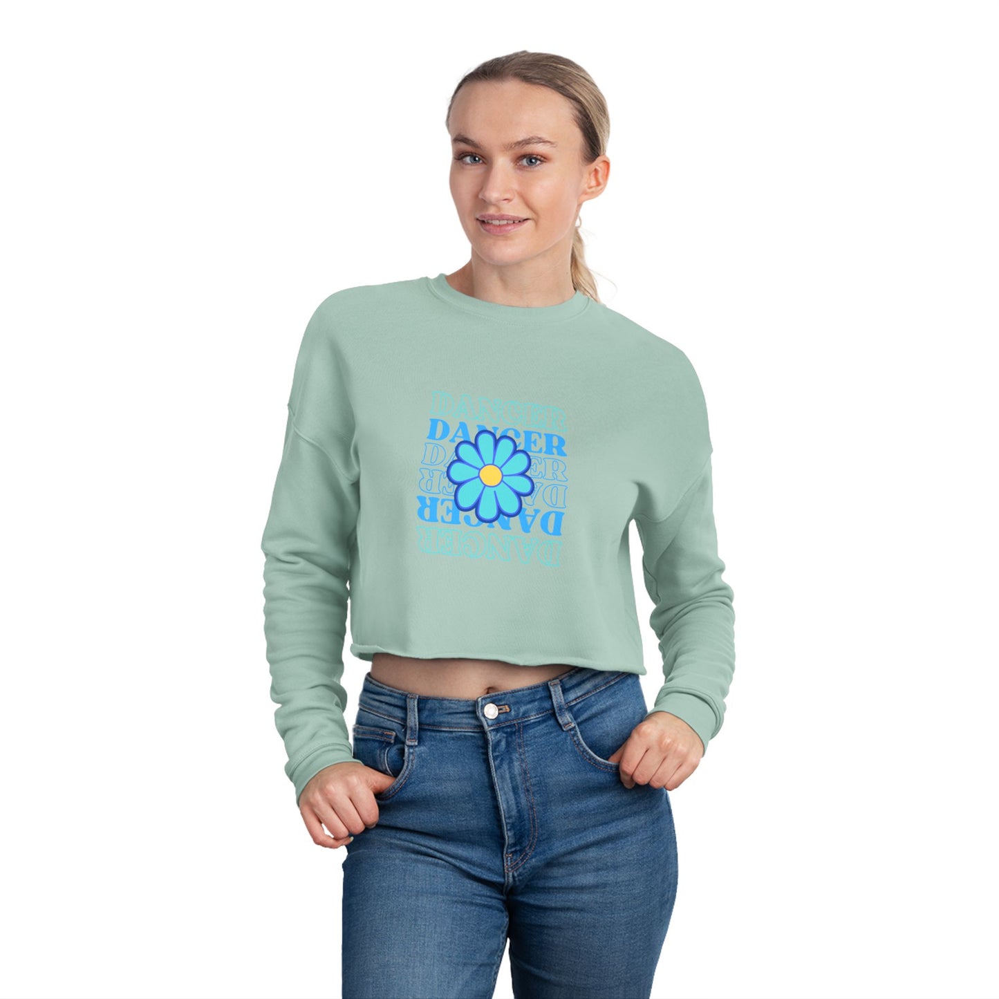 "Dancer" Floral Text Graphic – Women’s Cropped Fleece Sweatshirt