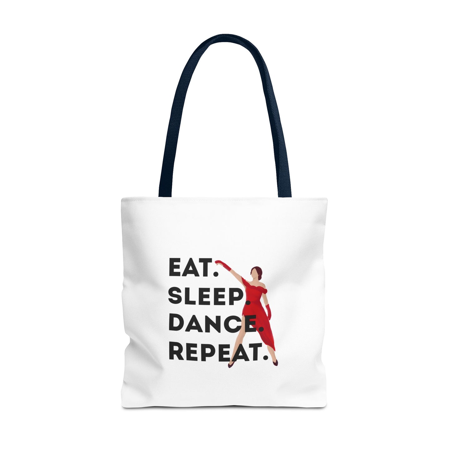 "Eat Sleep Dance Repeat" Canvas Tote Bag – Bold Dancer Graphic Dance Bag for Studio, School & Everyday Use