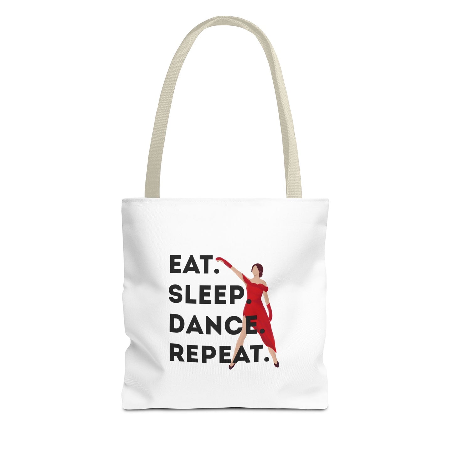 "Eat Sleep Dance Repeat" Canvas Tote Bag – Bold Dancer Graphic Dance Bag for Studio, School & Everyday Use