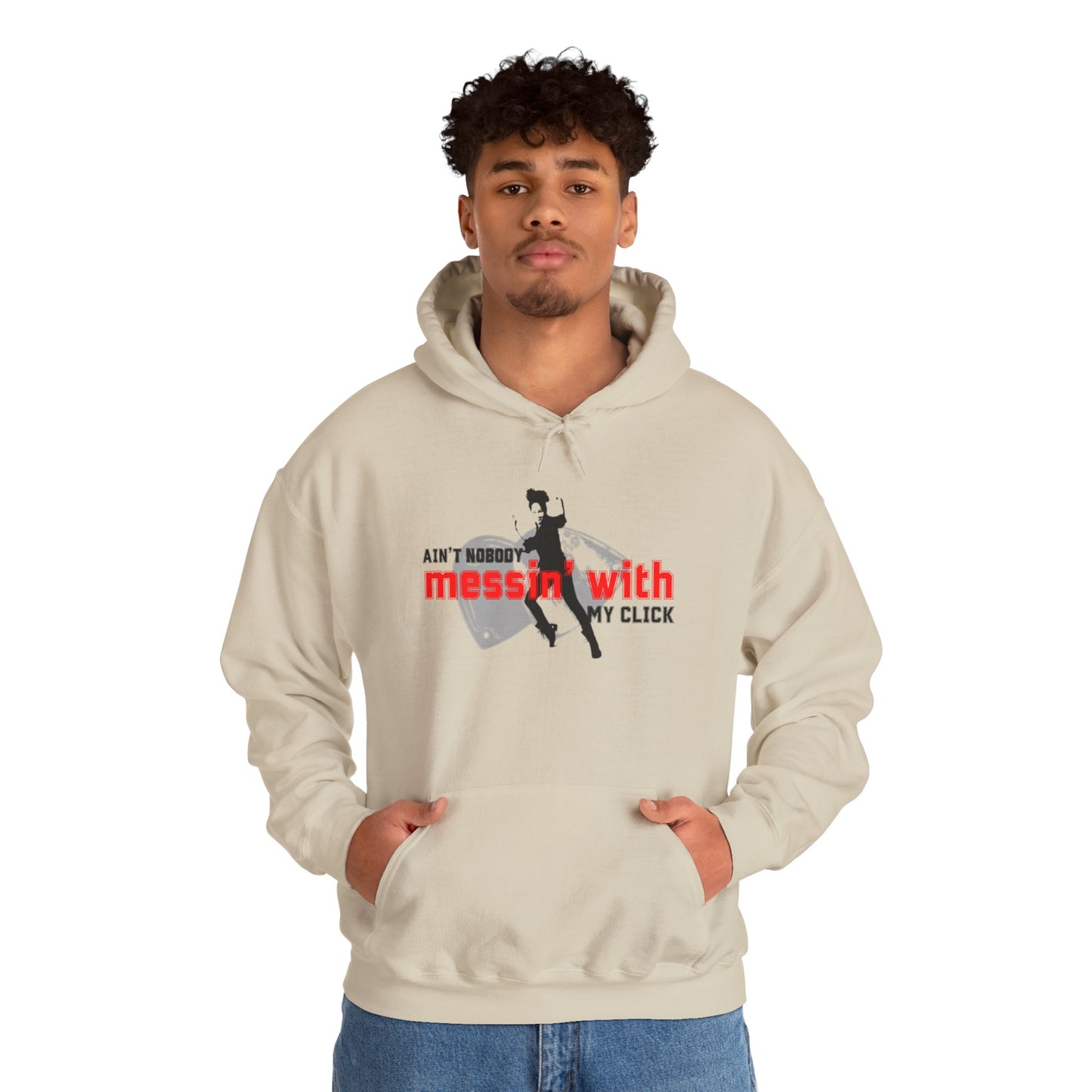 “Ain’t Nobody Messin’ with My Click” Tap Dance Graphic with Tap Shoes & Dancer | Streetwear-Inspired Tap Dancing Hoodie for Dancers - Unisex Heavy Blend™ Hooded Sweatshirt
