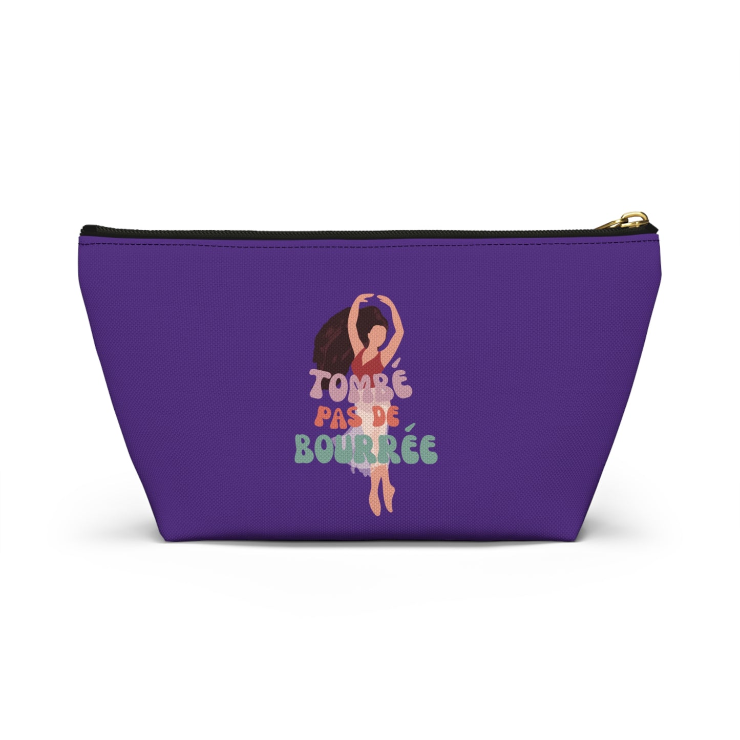 "Tombé Pas de Bourrée" Makeup Bag – Elegant Ballet Dancer Graphic – Ballet-Themed Zipper Pouch for Cosmetics, Accessories & Dance Gifts