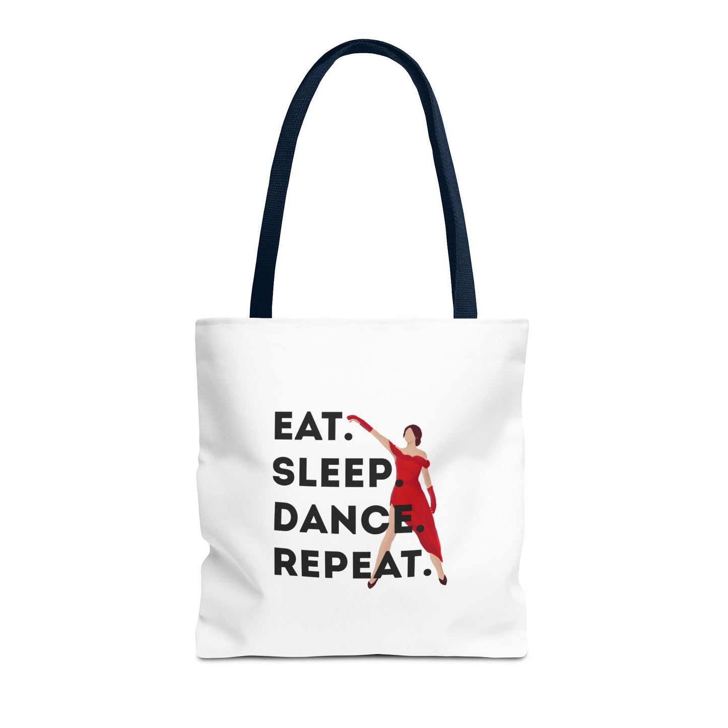 "Eat Sleep Dance Repeat" Canvas Tote Bag – Bold Dancer Graphic Dance Bag for Studio, School & Everyday Use