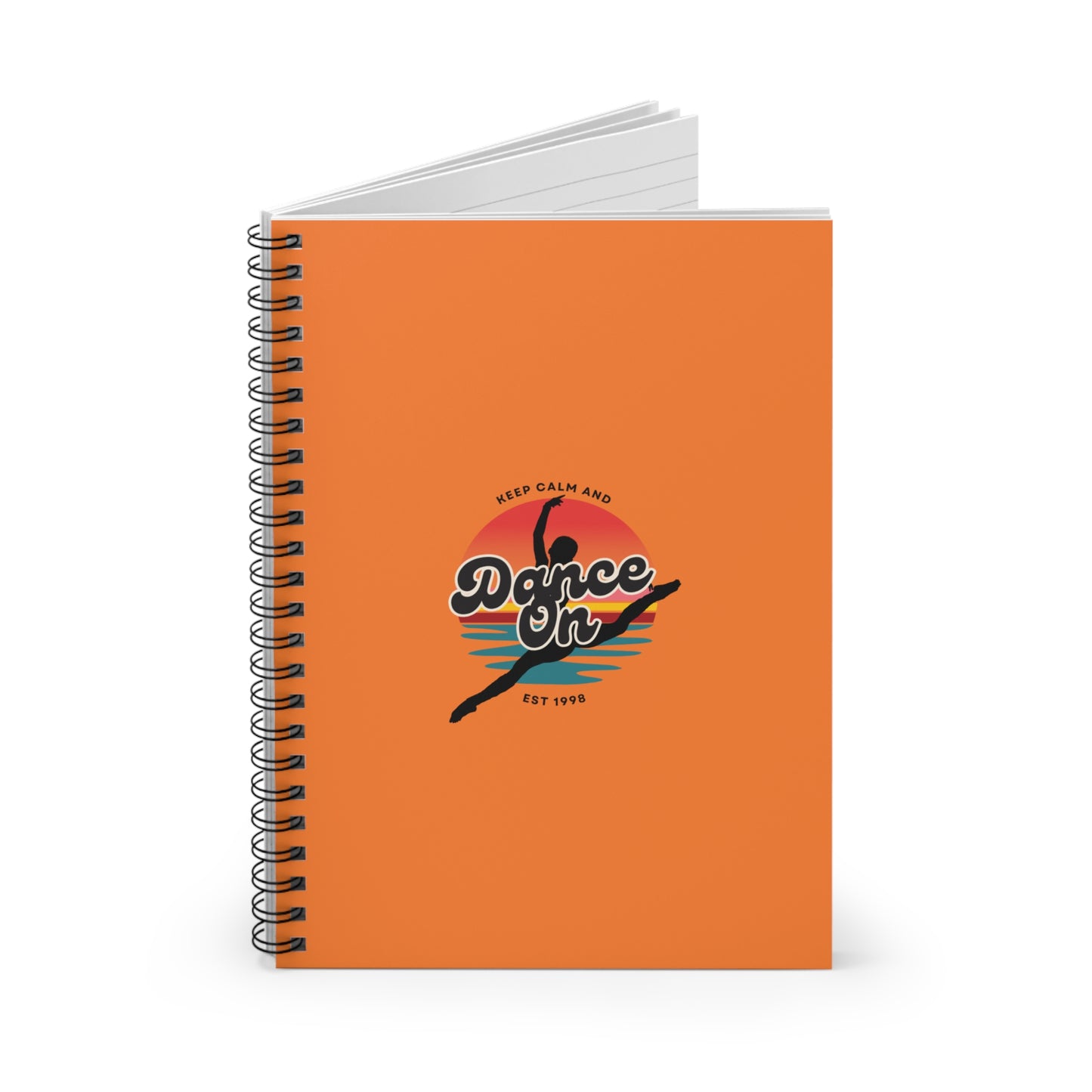 "Keep Calm and Dance On" Spiral Notebook – Retro Dance Journal with Colorful Graphic for Dancers, Students & Creative Writers