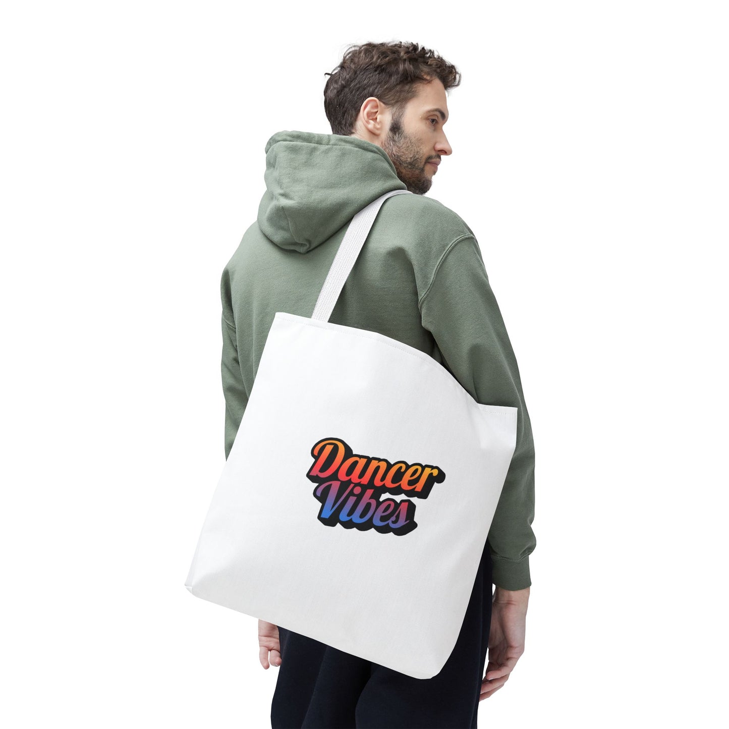 "Dancer Vibes" Canvas Tote Bag – Bold Dance-Themed Text Graphic Bag for Dancers, Students & Everyday Use