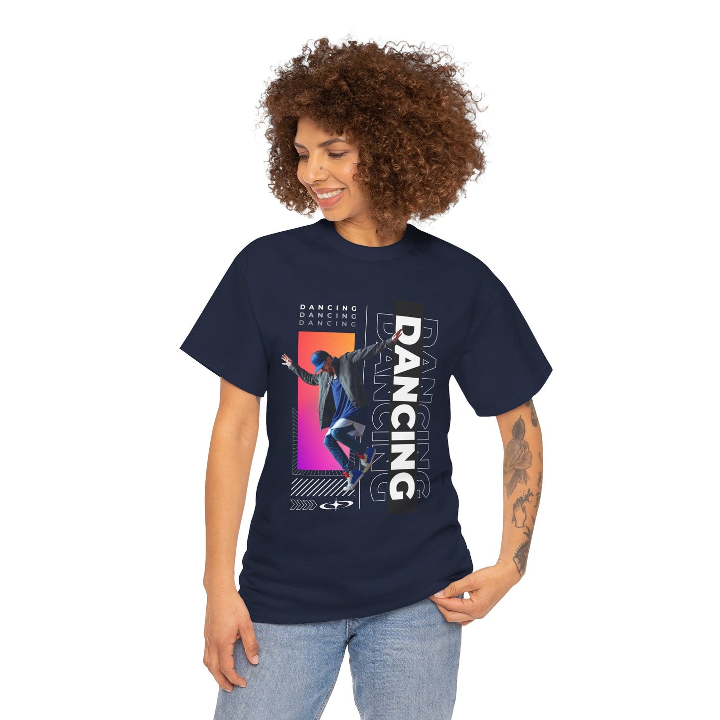 “Dancing” Streetwear-Inspired Male Dancer Unisex Heavy Cotton Tee – Urban Dance Graphic T-Shirt for Performers and Dance Lovers