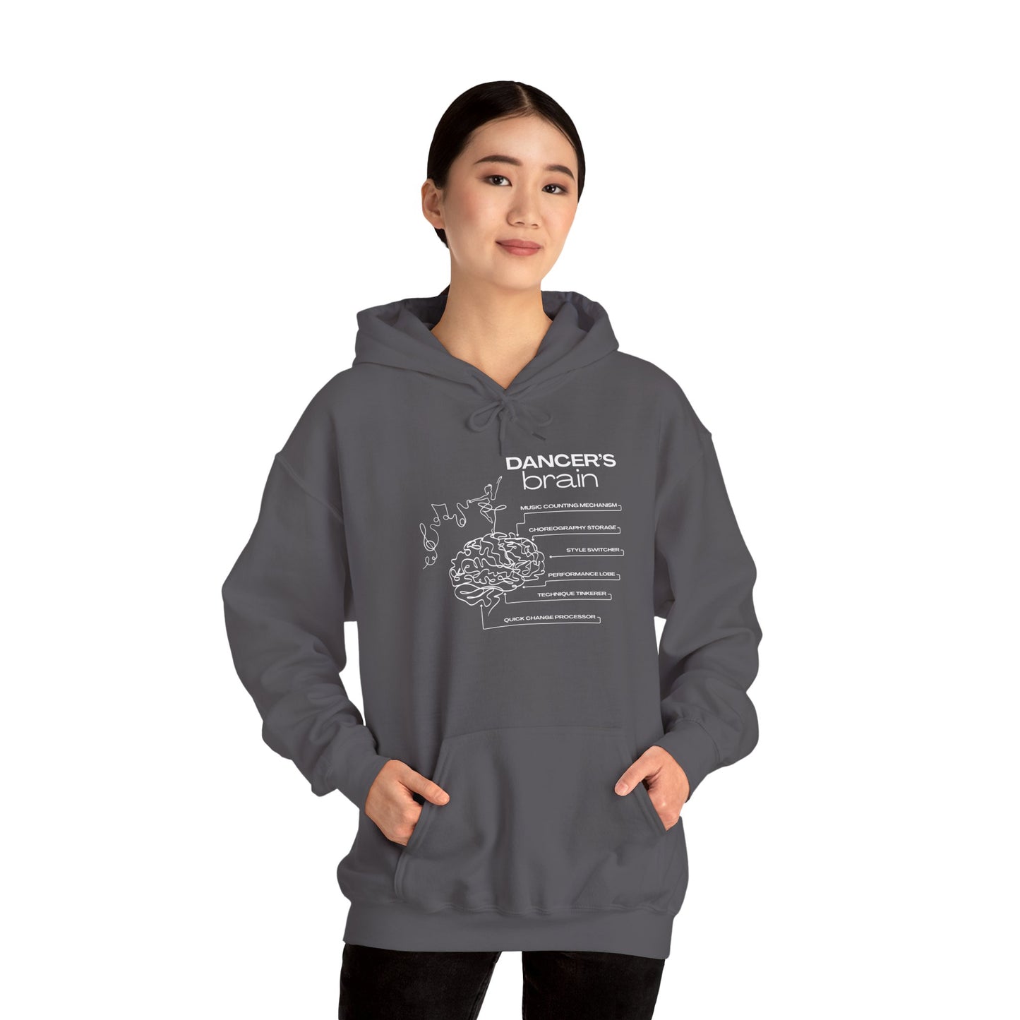 "Dancer’s Brain" Unisex Hoodie – Funny Dance-Themed Hoodie for Teens and Adults with Personalization Option and Cute Dancer Brain Graphic
