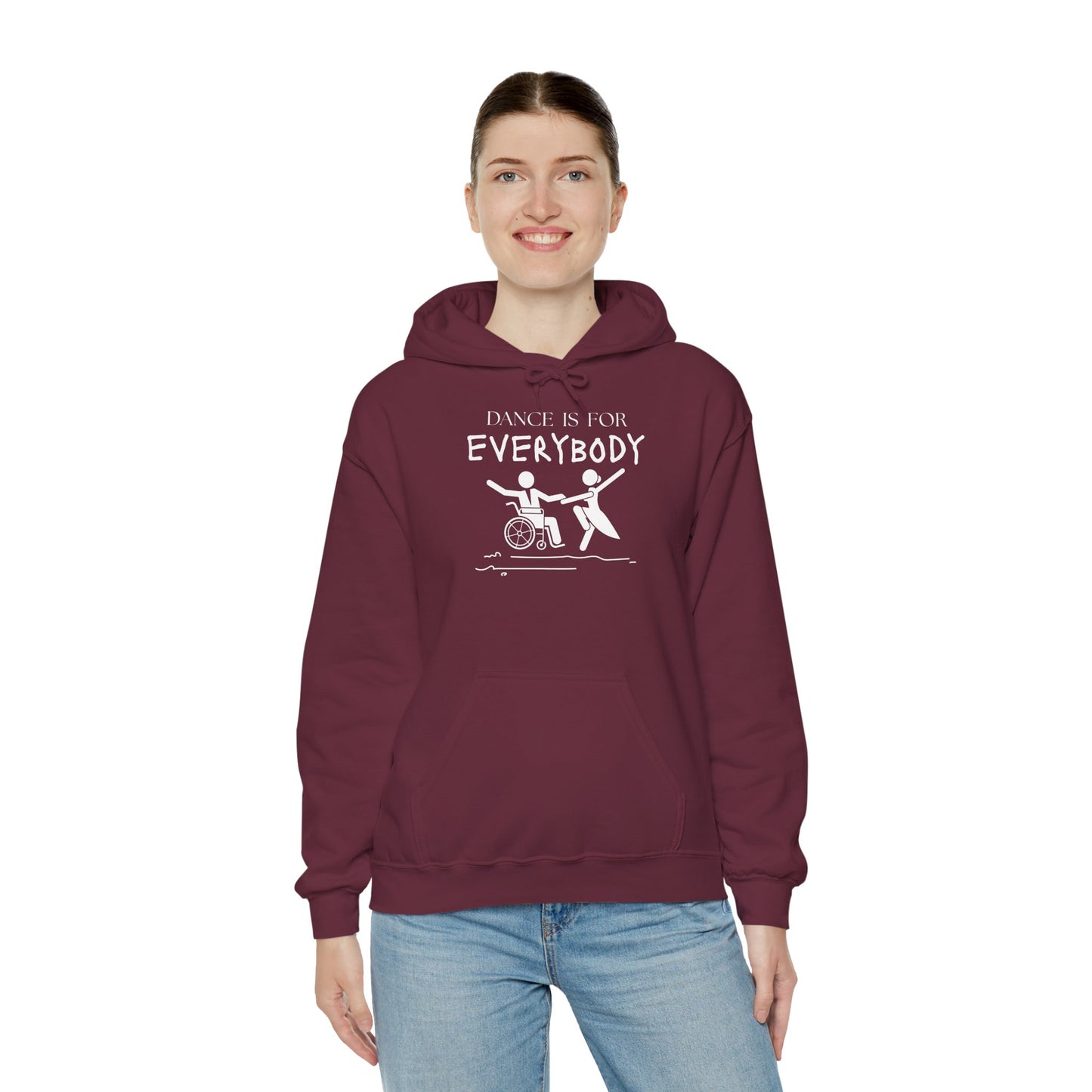 "Dance Is for Everybody" Unisex Hoodie – Inclusive Dance-Themed Hoodie for Teens and Adults with Personalization Option on Sleeve