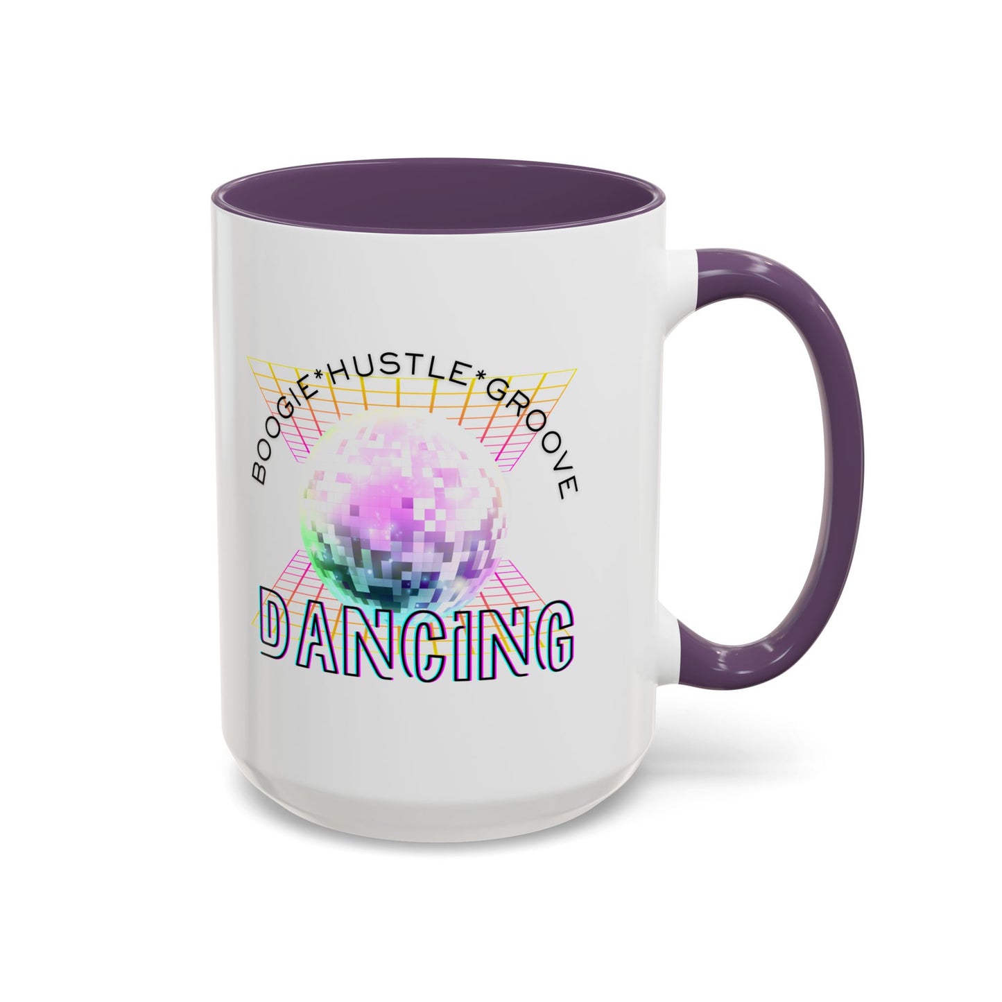 "Boogie, Hustle, Groove - Dancing" Disco Accent Coffee Mug – Fun Retro Dance Gift for Coffee Lovers