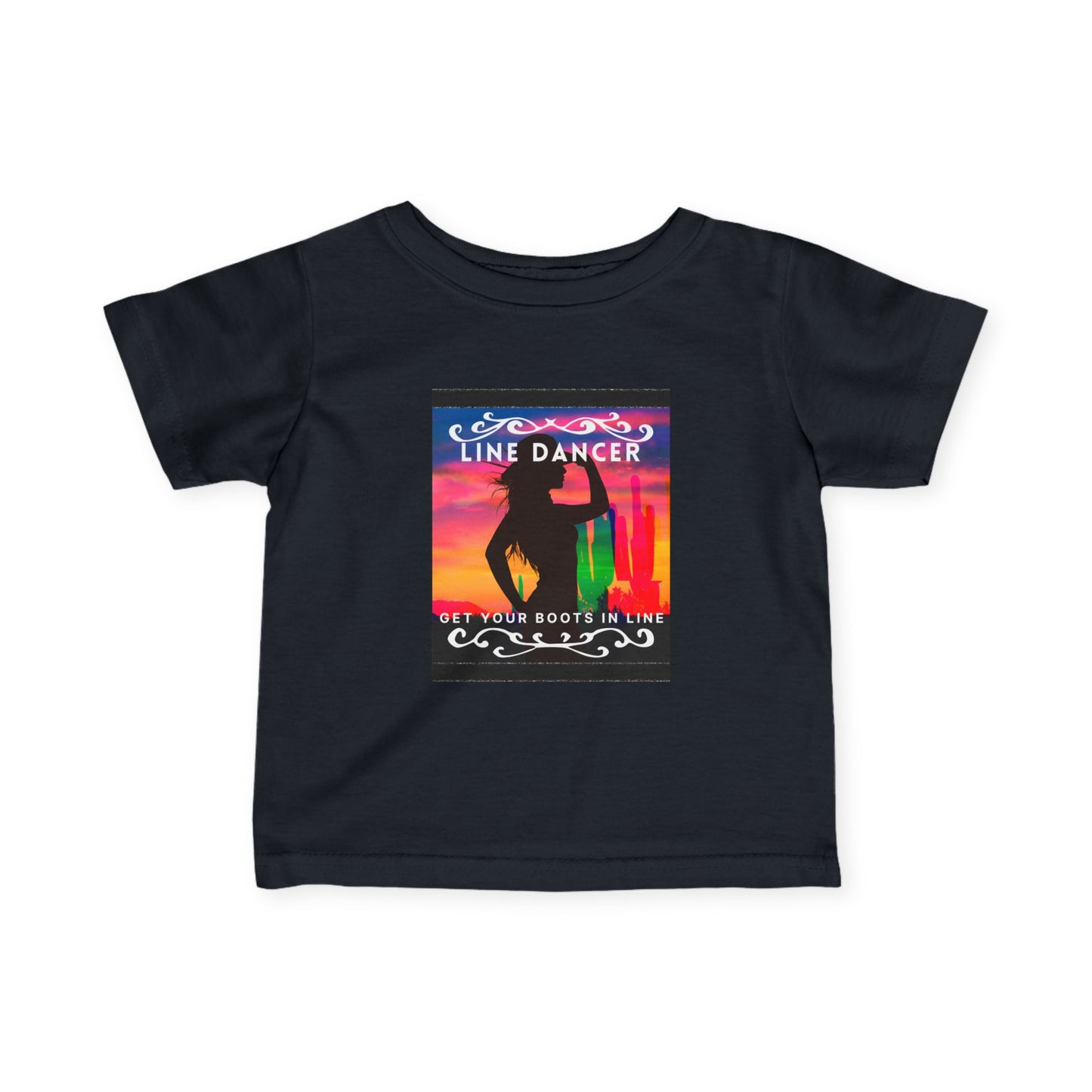 "Line Dancer, Get Your Boots in Line" Western-Inspired Graphic – Infant Fine Jersey Dance Tee