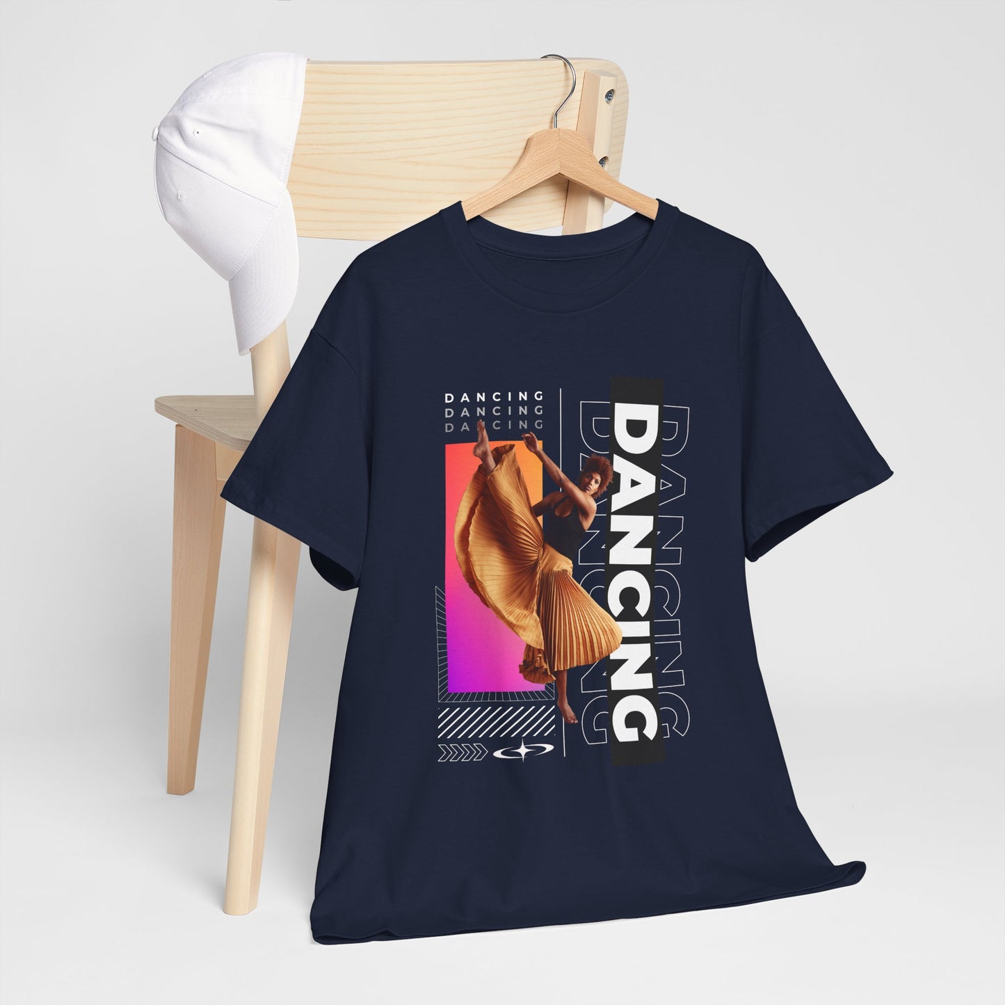 “Dancing” Streetwear-Inspired Female Dancer Unisex Heavy Cotton Tee – Urban Dance Graphic T-Shirt for Performers and Dance Lovers