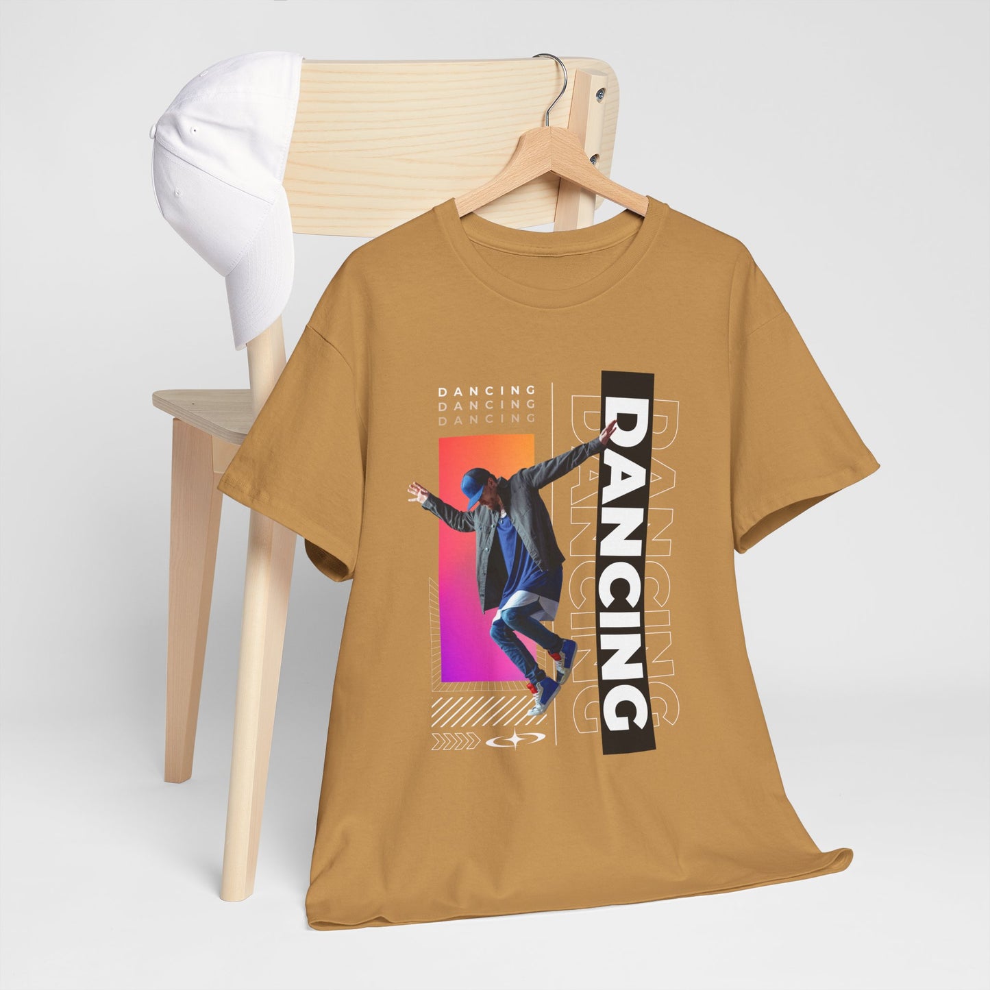 “Dancing” Streetwear-Inspired Male Dancer Unisex Heavy Cotton Tee – Urban Dance Graphic T-Shirt for Performers and Dance Lovers