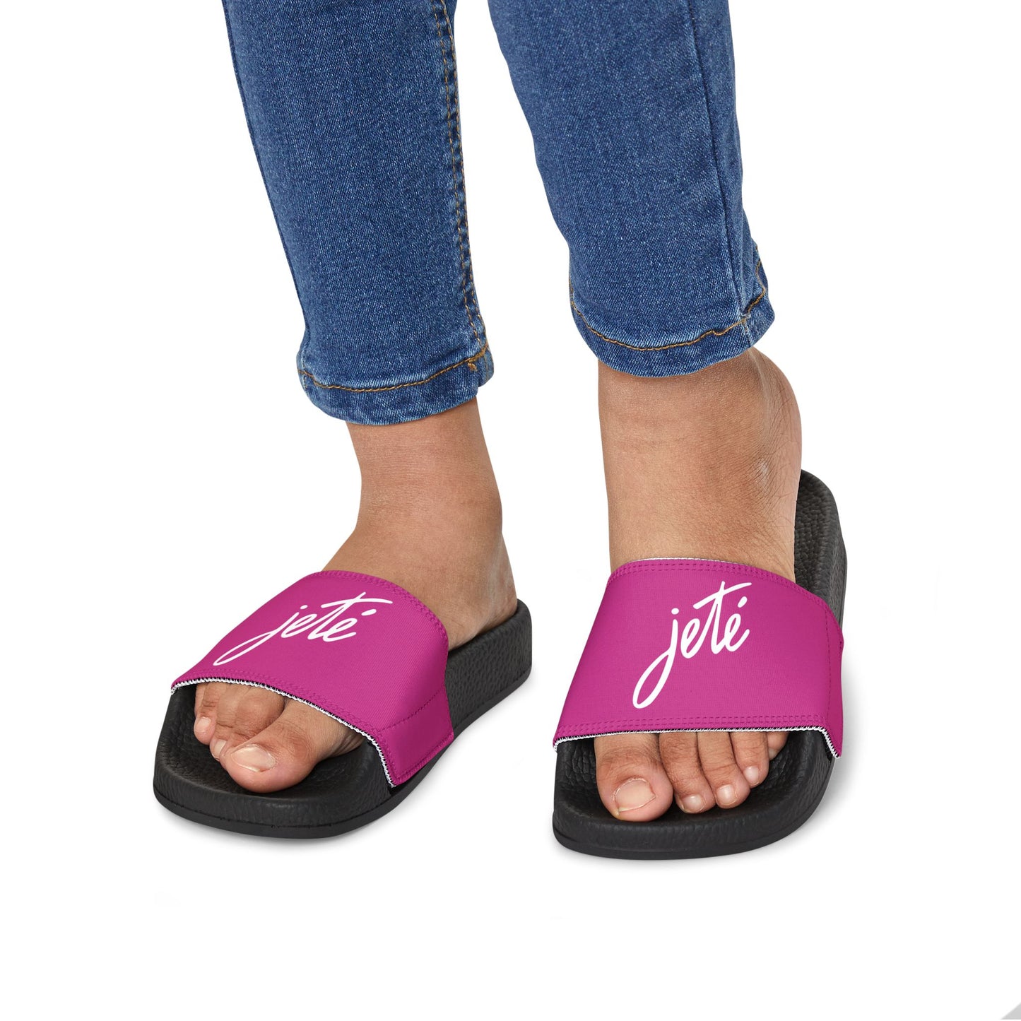 YOUTH SIZES - “Jeté” Official Logo Dance -Inspired Custom Footwear | Youth Sandal Slides with Removable Straps