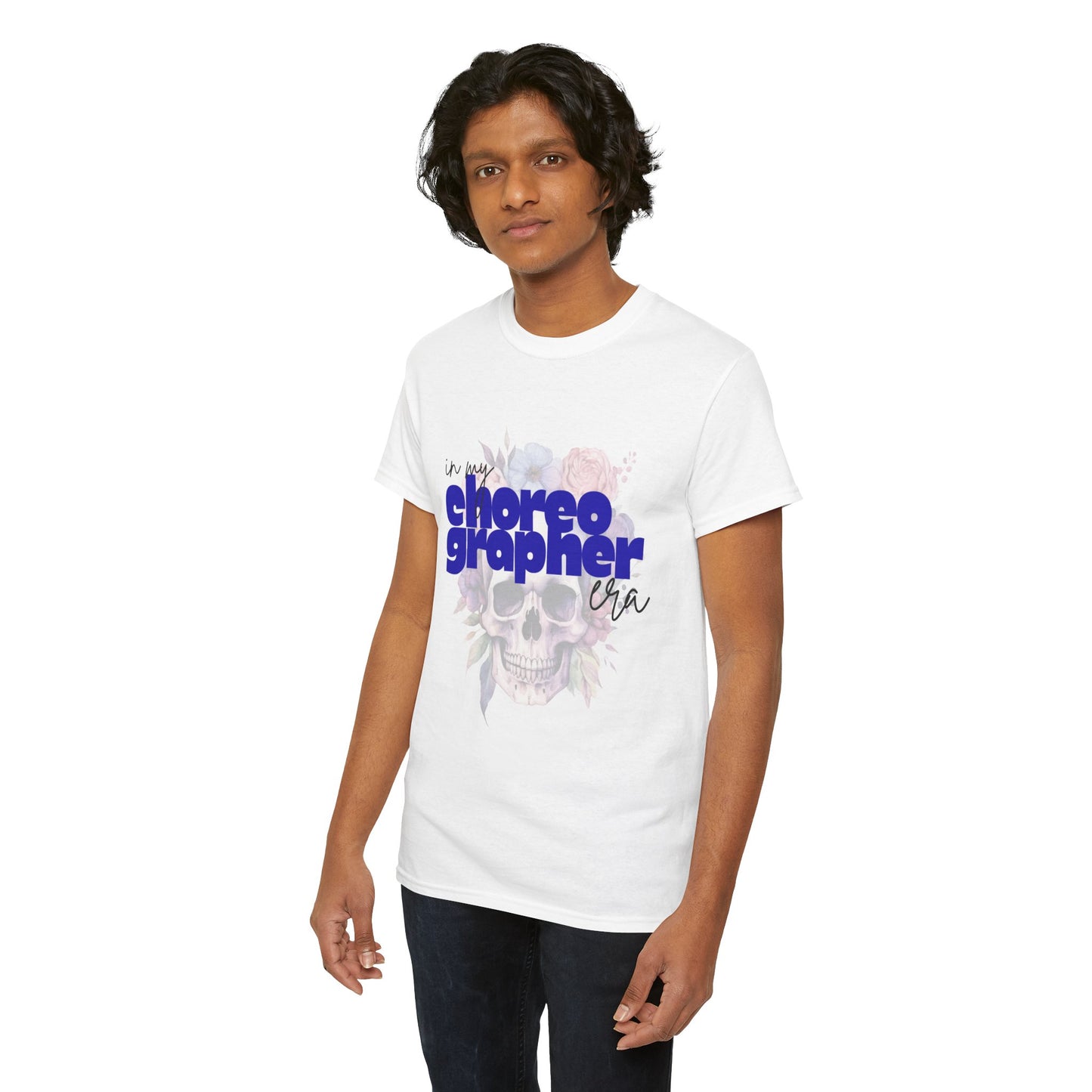 "In My Choreographer Era" Skull Floral Tee – Unisex Heavy Cotton Dance T-Shirt with Cool Gothic Graphic