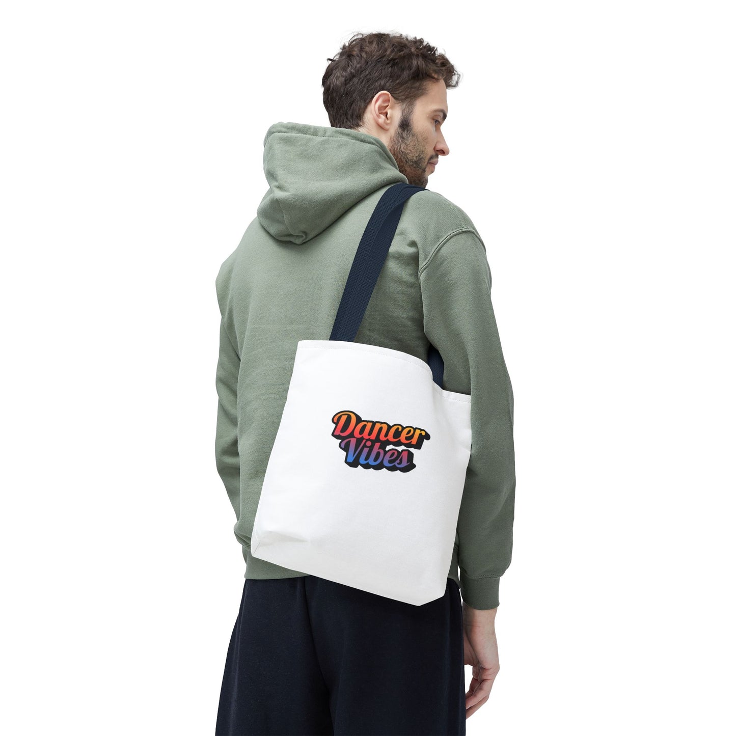 "Dancer Vibes" Canvas Tote Bag – Bold Dance-Themed Text Graphic Bag for Dancers, Students & Everyday Use