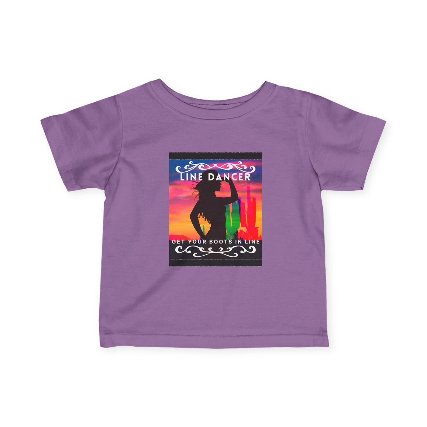 "Line Dancer, Get Your Boots in Line" Western-Inspired Graphic – Infant Fine Jersey Dance Tee