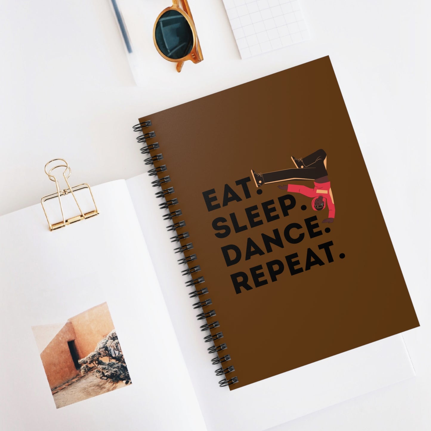 "Eat, Sleep, Dance, Repeat" Spiral Notebook – Bold B-Boy Dance Journal for Breakdancers, Hip Hop Dancers & Street Style Lovers