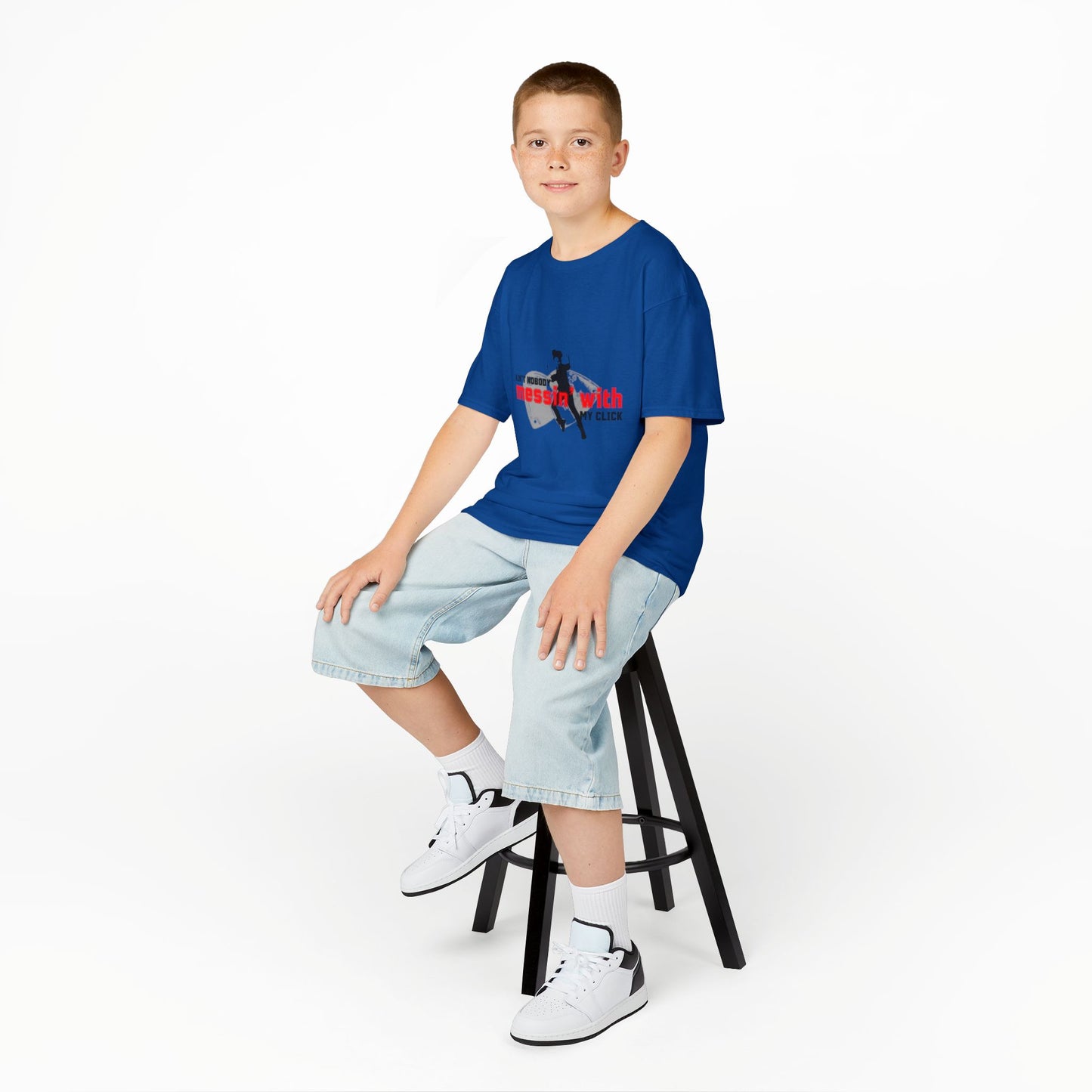 "Ain’t Nobody Messin’ With My Click" – Youth Short Sleeve Dance Tee with Tap Shoes & Tap Dancer Graphic