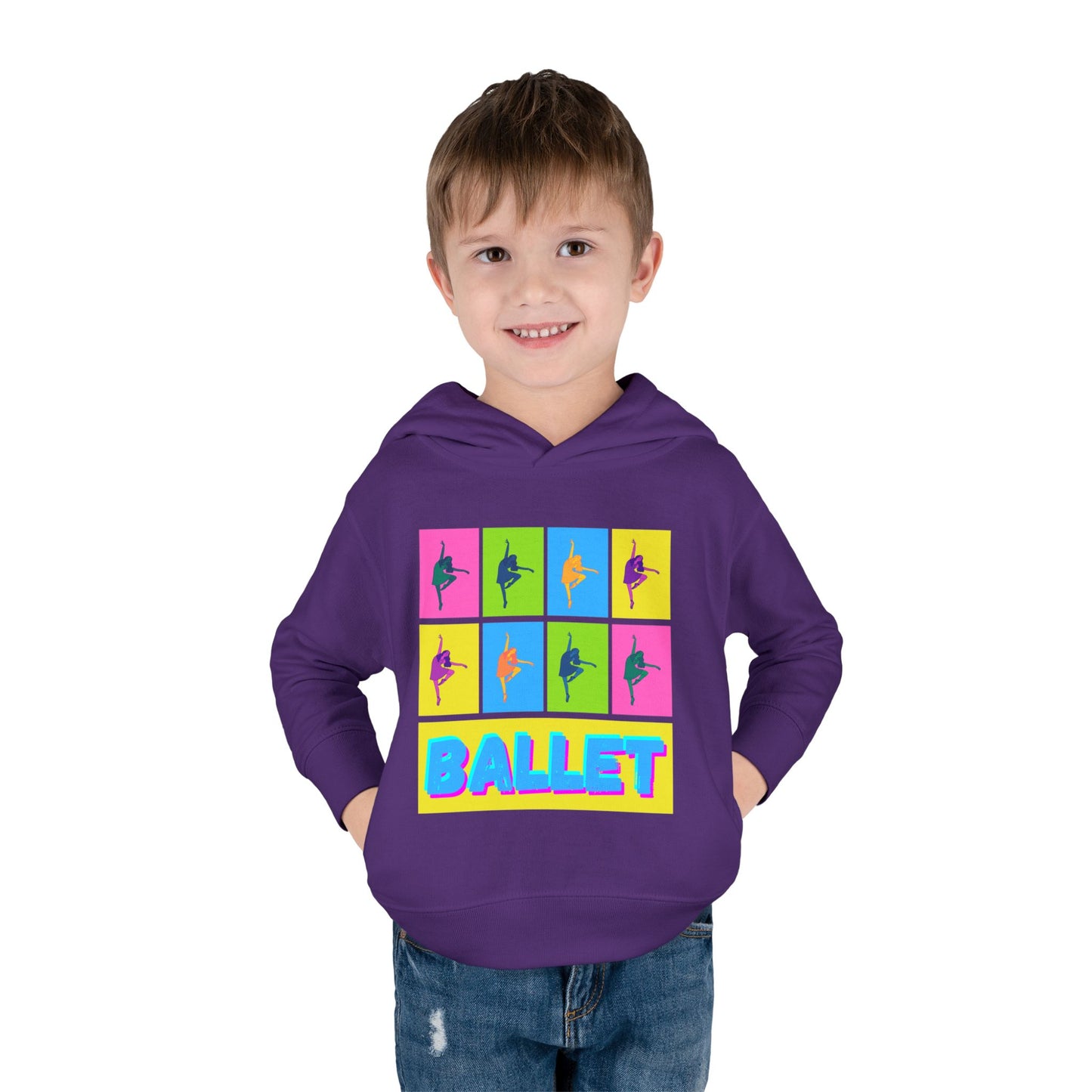 “Ballet" Toddler Pullover Hoodie – Pop Art Inspired Dance Graphic Sweatshirt with Ballet Dancer Design for Kids