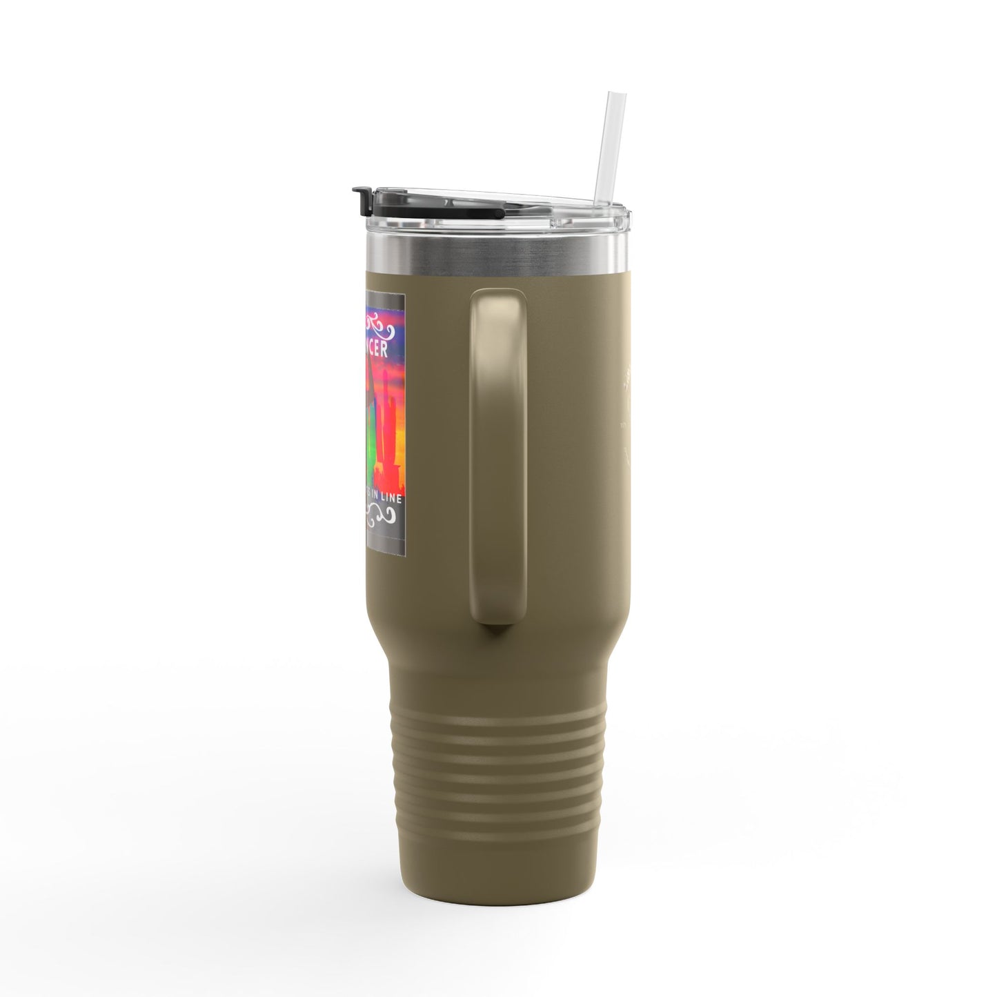 "Line Dancer, Get Your Boots In Line" 40oz Insulated Travel Mug – Cowgirl Dance-Themed Tumbler for Country Western Lovers