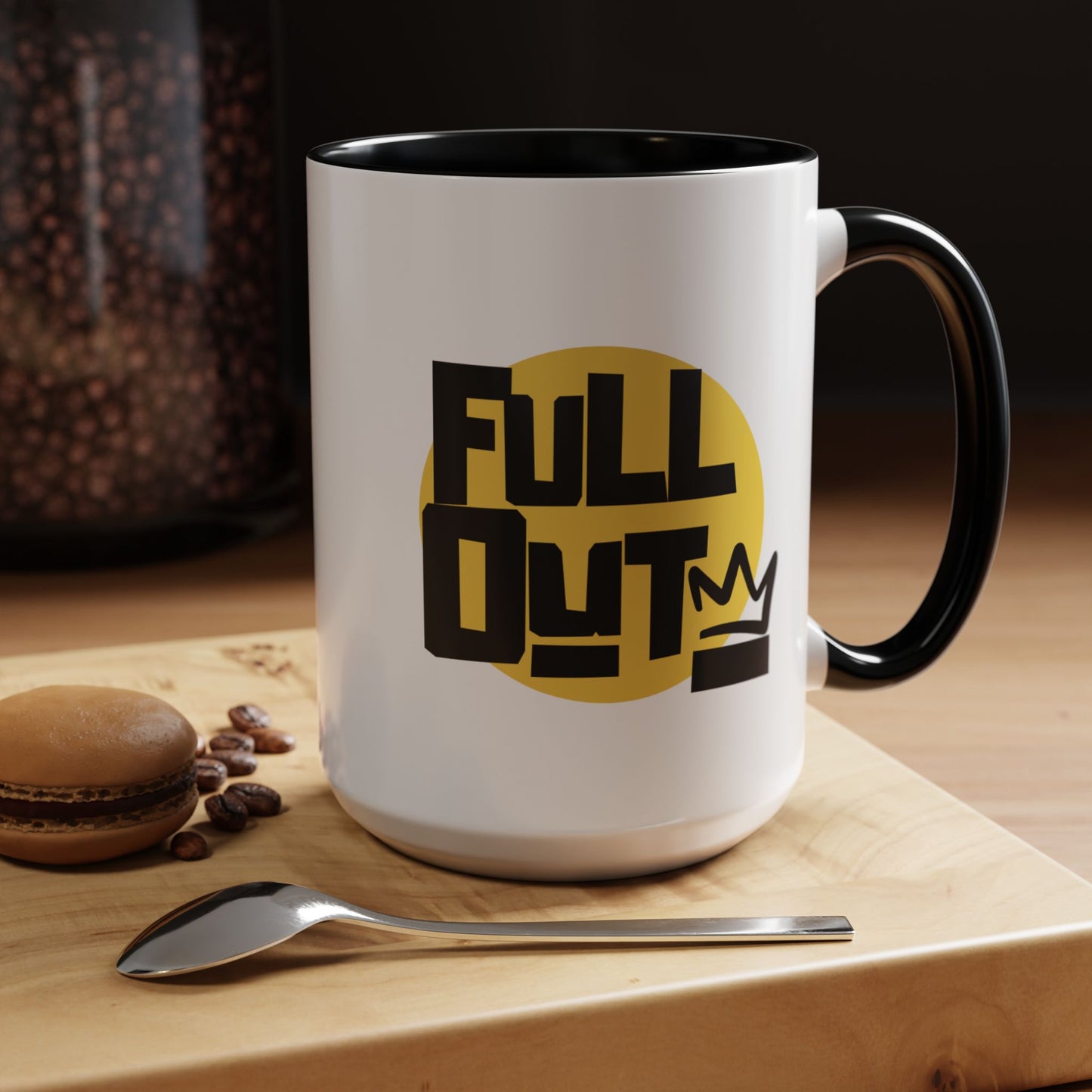 "Full Out" Accent Coffee Mug – Streetwear Dance Mug with Crown Graphic for Dancers