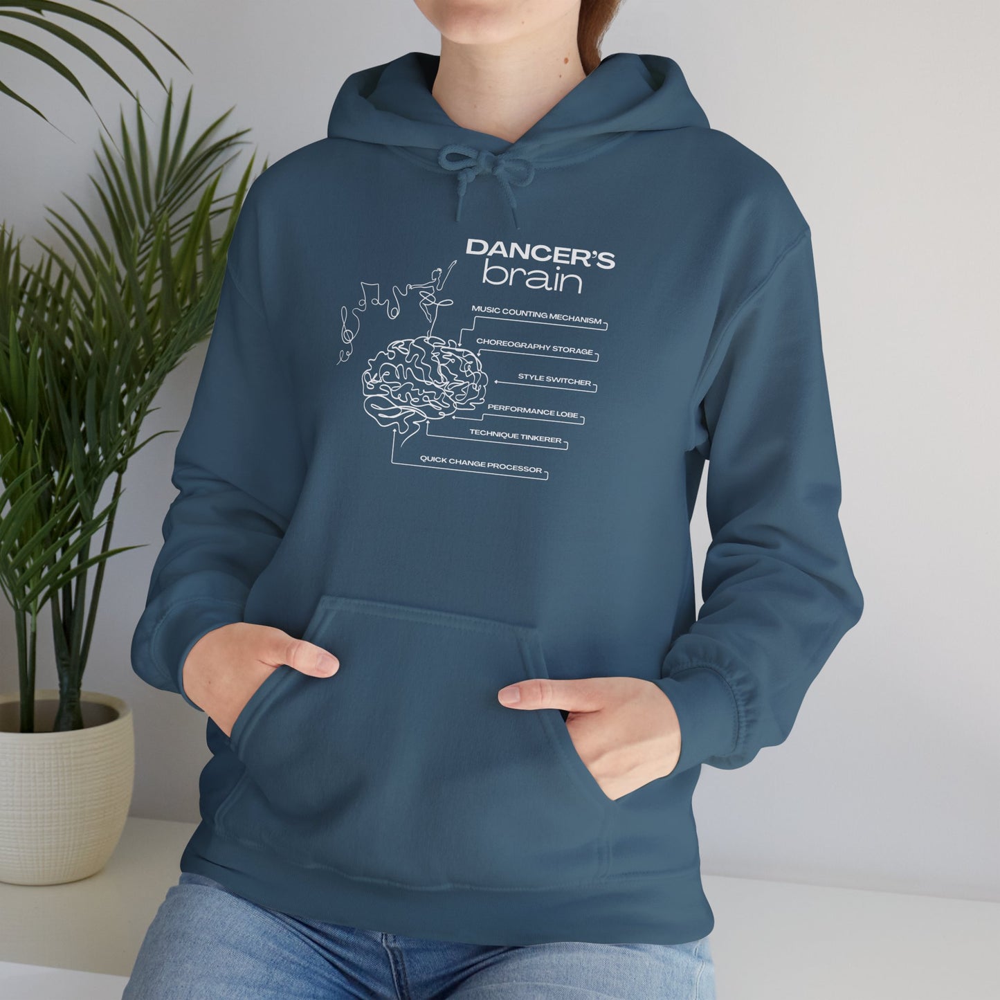 "Dancer’s Brain" Unisex Hoodie – Funny Dance-Themed Hoodie for Teens and Adults with Personalization Option and Cute Dancer Brain Graphic
