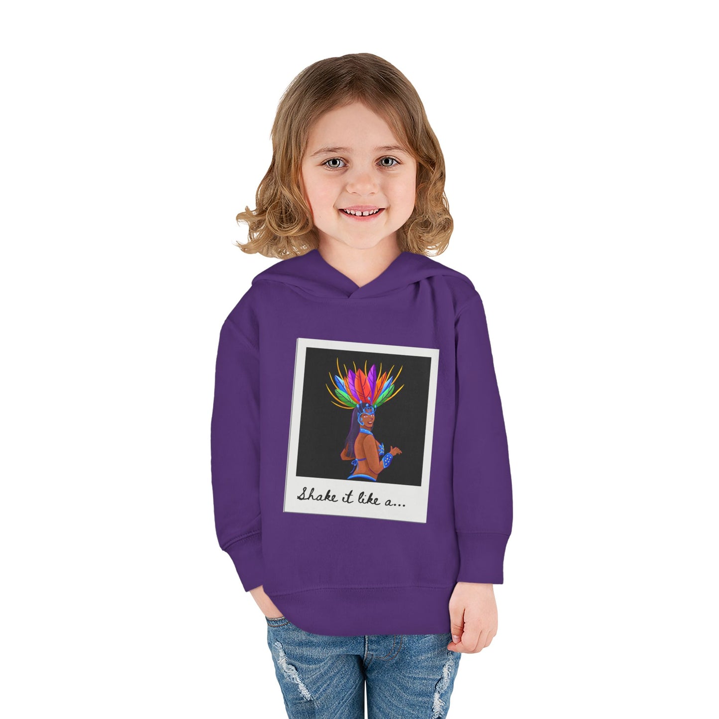 "Shake It Like a..." Toddler Pullover Hoodie – Carnival Samba Dancer Graphic Fleece Sweatshirt for Kids