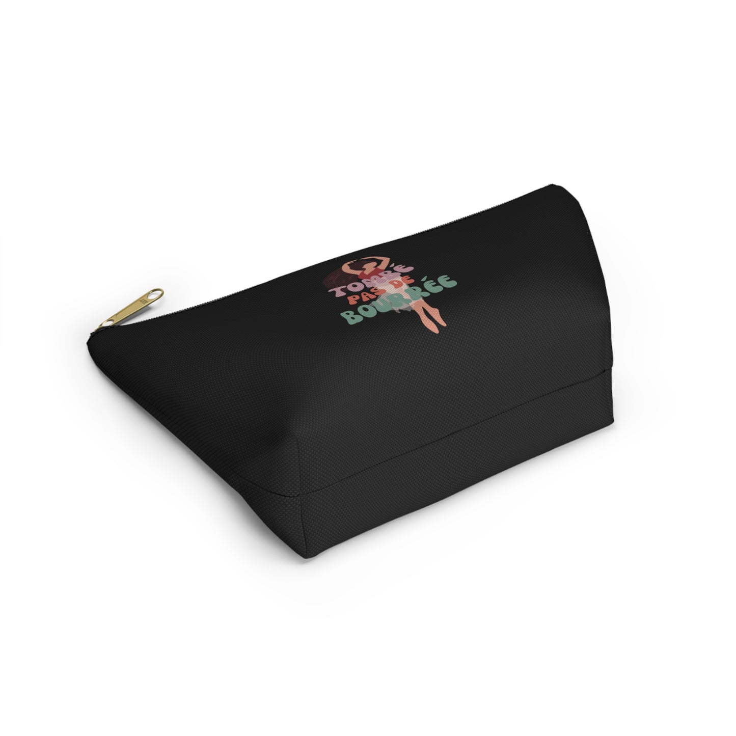"Tombé Pas de Bourrée" Makeup Bag – Elegant Ballet Dancer Graphic – Ballet-Themed Zipper Pouch for Cosmetics, Accessories & Dance Gifts
