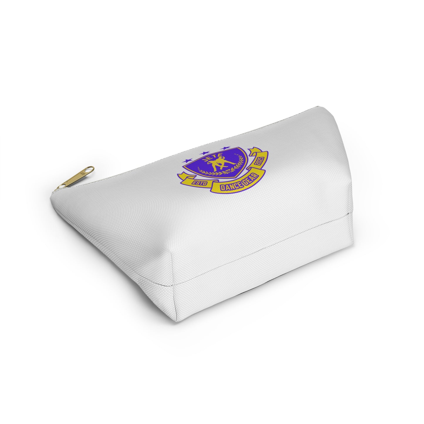 “Jeté Dance Gear" Makeup Bag – Colorful Collegiate-Inspired Dance Graphic – Stylish Zipper Pouch for Cosmetics, Accessories & Team Essentials