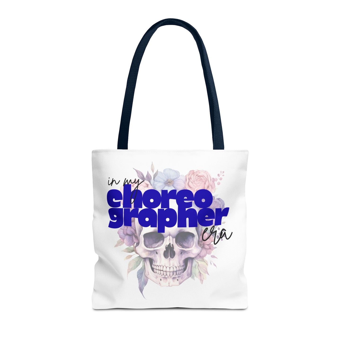 In My Choreographer Era Tote Bag with Colored Handles – Pastel Floral Skull Dance-Inspired Carryall