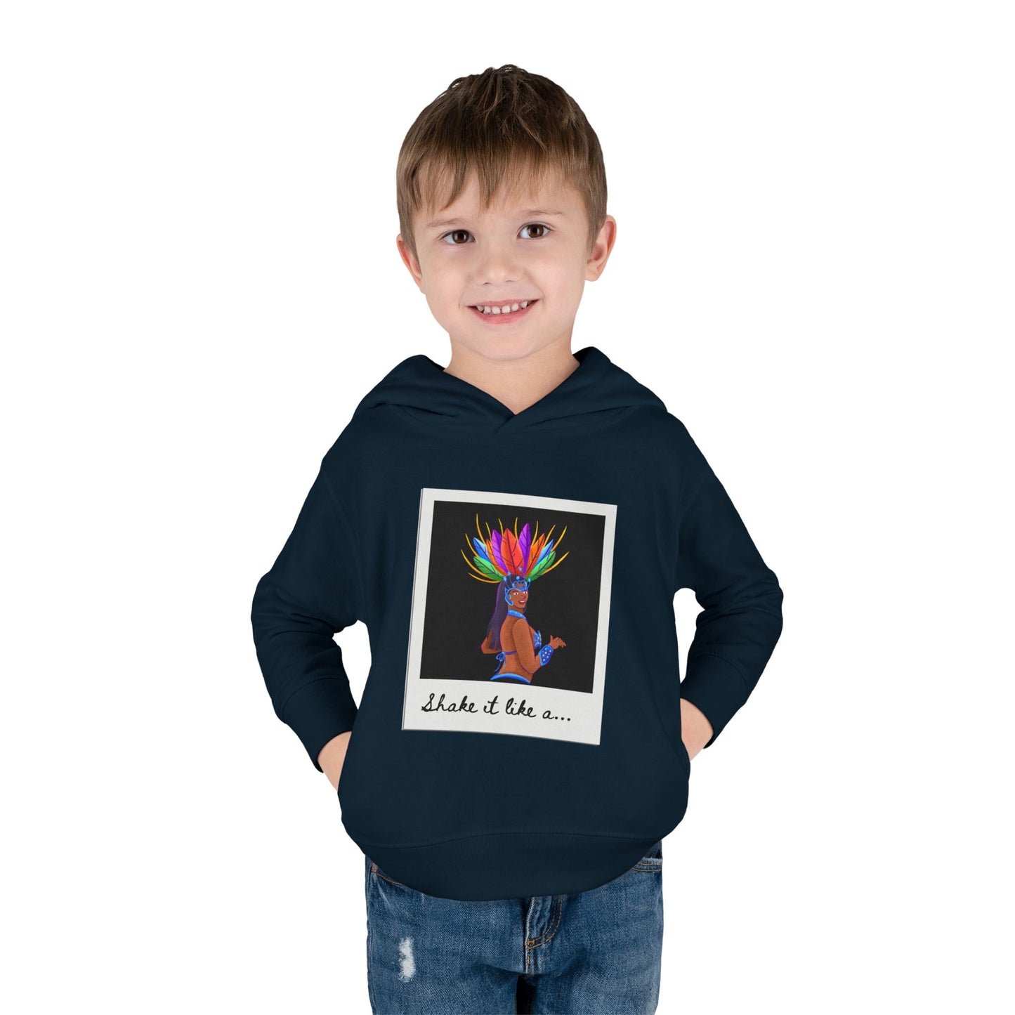 "Shake It Like a..." Toddler Pullover Hoodie – Carnival Samba Dancer Graphic Fleece Sweatshirt for Kids