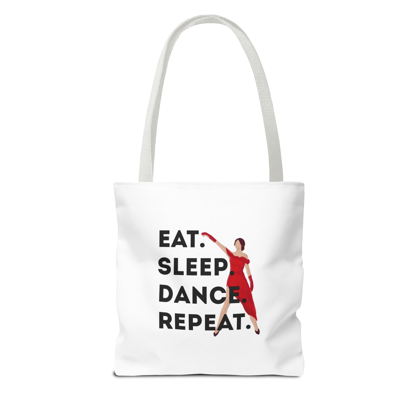 "Eat Sleep Dance Repeat" Canvas Tote Bag – Bold Dancer Graphic Dance Bag for Studio, School & Everyday Use