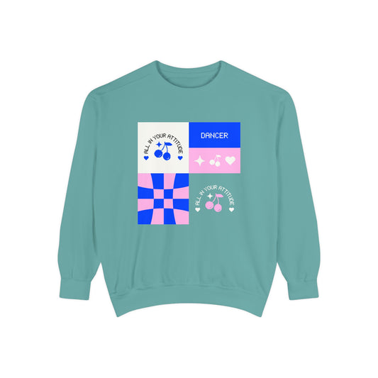 "Dancer – All in Your Attitude" Unisex Lightweight Crewneck Sweatshirt – Retro-Inspired Dance Graphic Pullover for Confident Movers & Performers