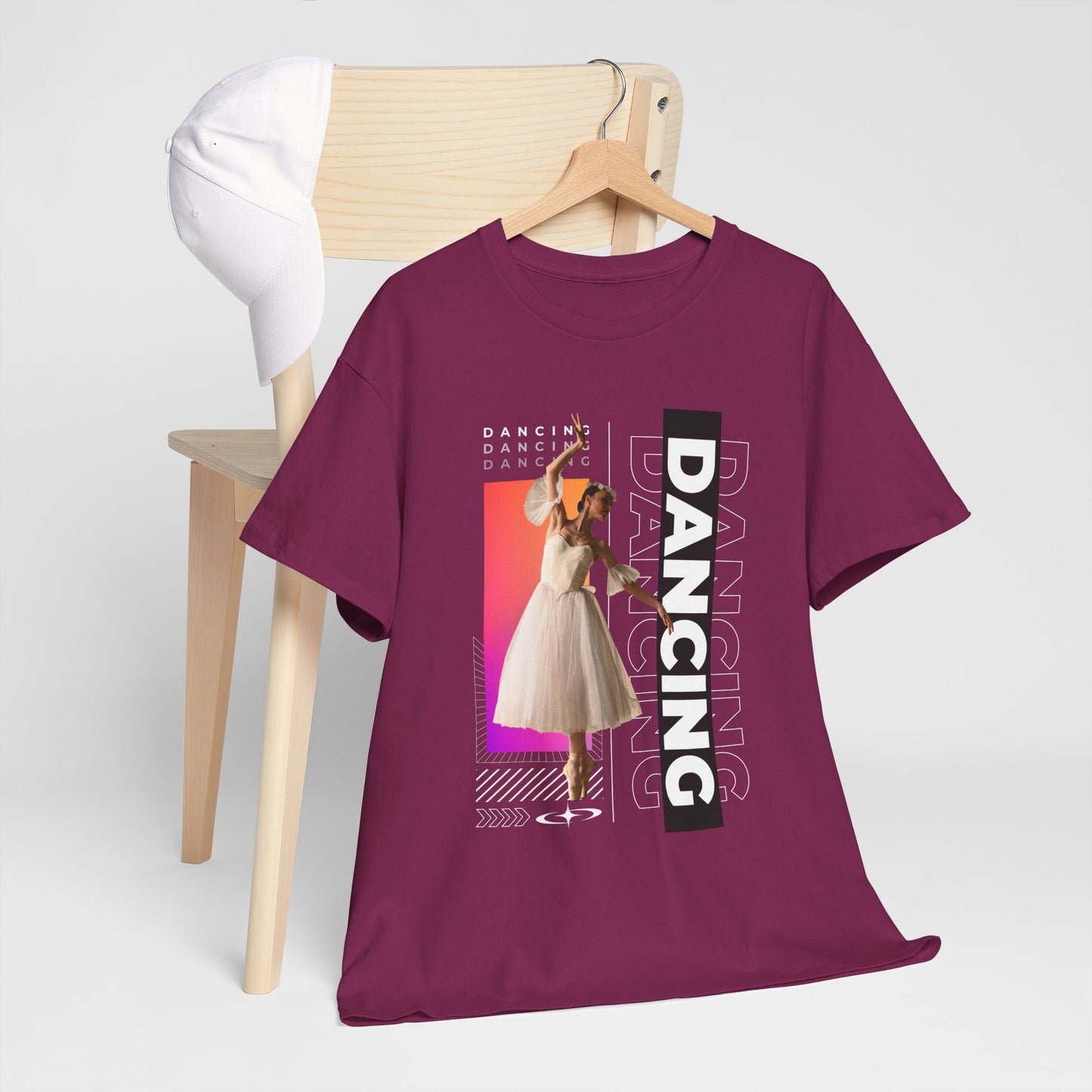 “Dancing” Streetwear-Inspired Female Dancer Unisex Heavy Cotton Tee – Urban Dance Graphic T-Shirt for Performers and Dance Lovers