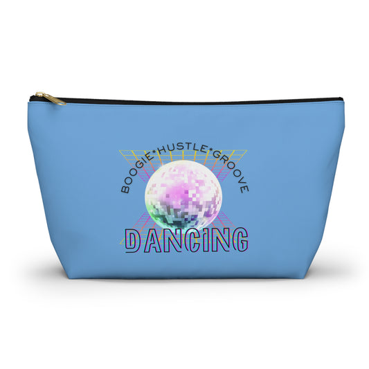 "Boogie, Hustle, Groove - Dancing" Retro Dance-Inspired Makeup Bag | Funky Bold Accessory Pouch for Dancers