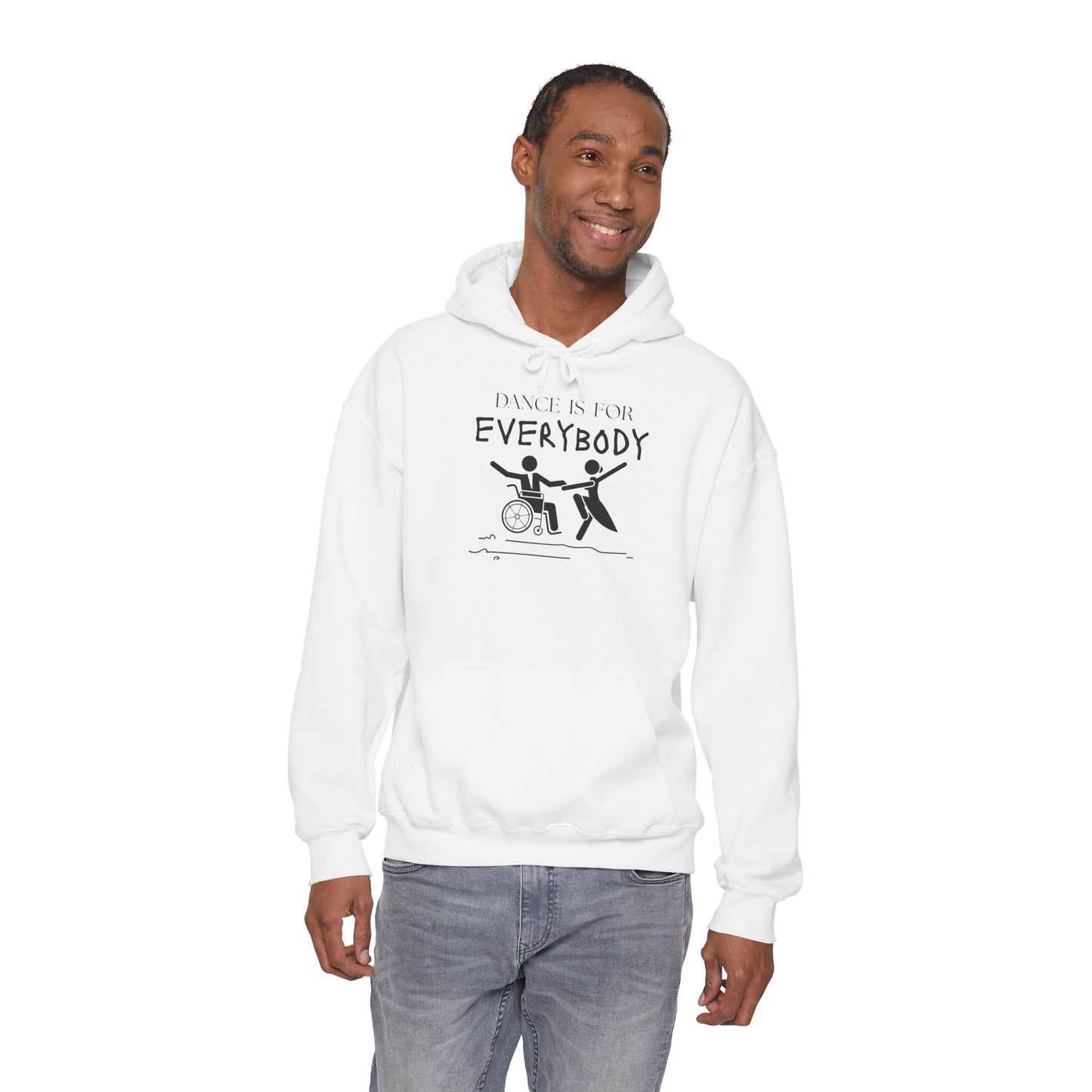 "Dance Is for Everybody" Unisex Hoodie – Inclusive Dance-Themed Hoodie for Teens and Adults with Personalization Option on Sleeve