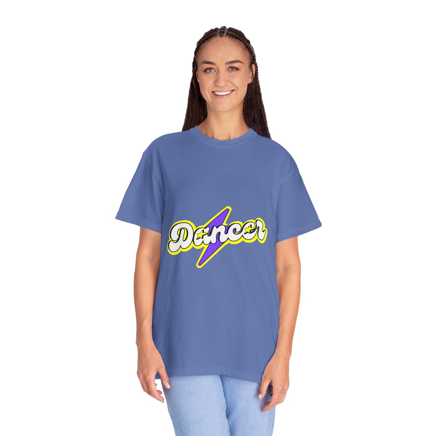 "Dancer" Unisex Garment-Dyed T-Shirt – Superhero-Style Bold Graphic Tee – Dance Power Shirt for Performers & Movers