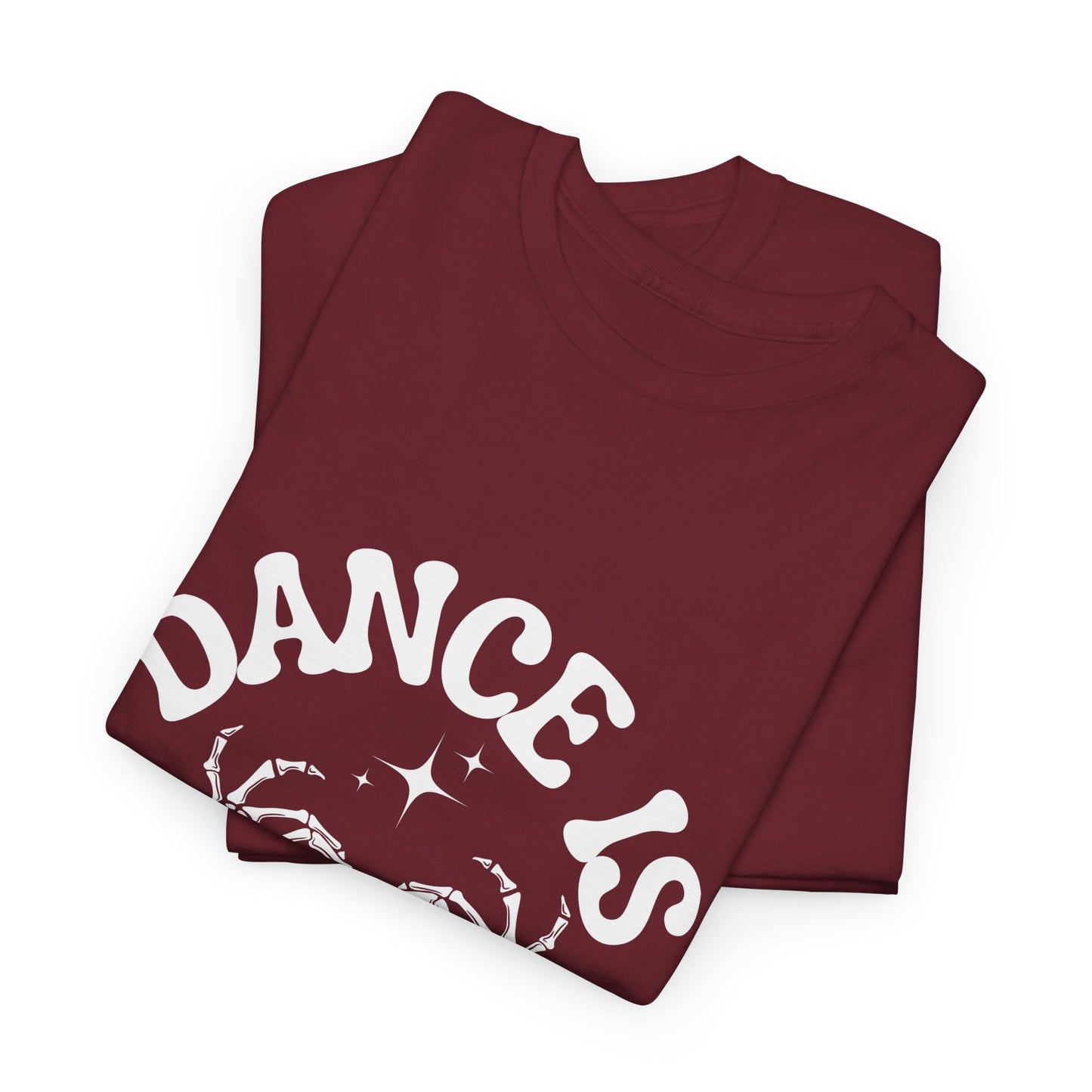 “Dance Is in My Bones” Halloween Dance T-Shirt with Cute Skeleton Heart Graphic - Unisex Heavy Cotton Tee
