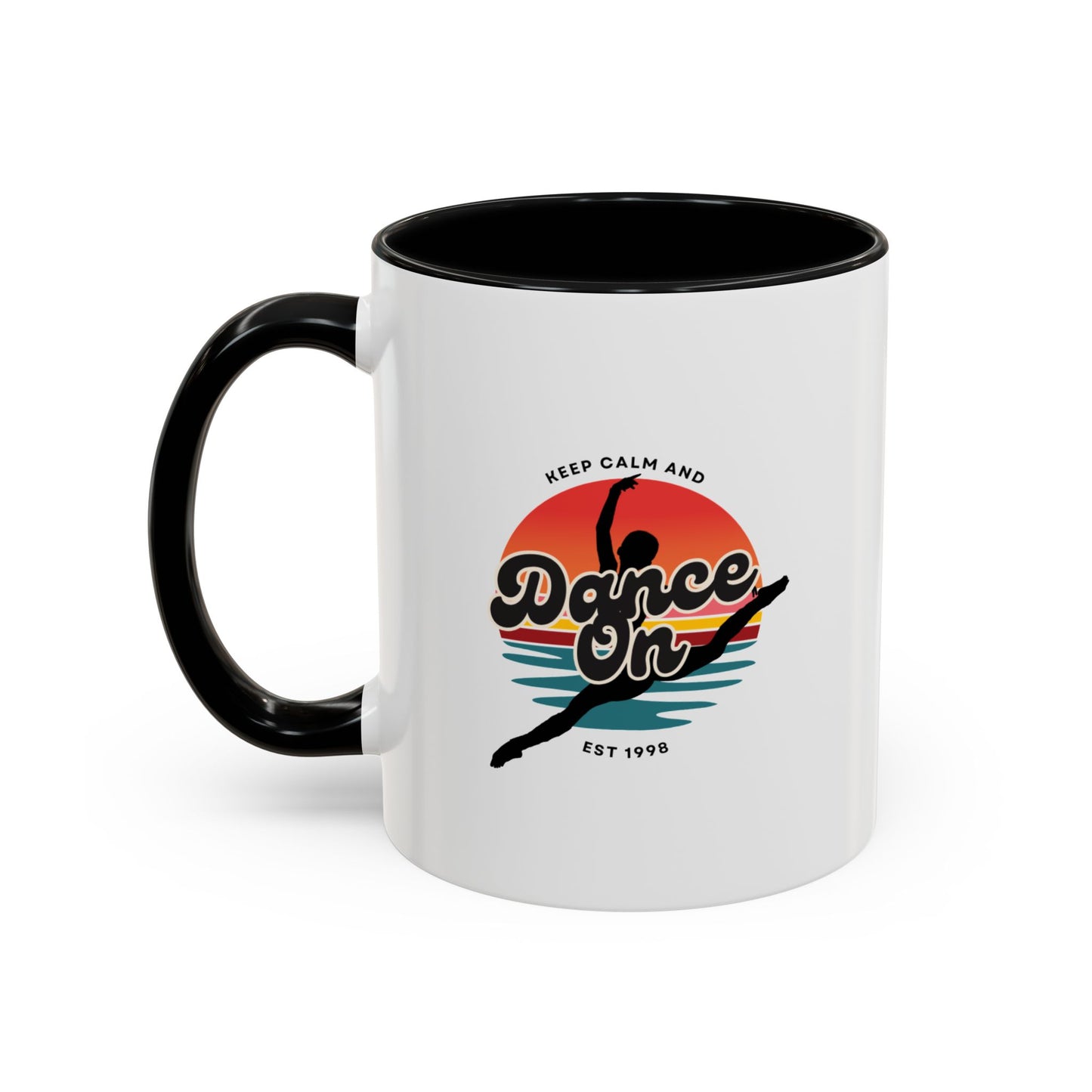 "Keep Calm and Dance On" Accent Coffee Mug – Motivational Dance Quote Ceramic Mug for Dancers and Instructors