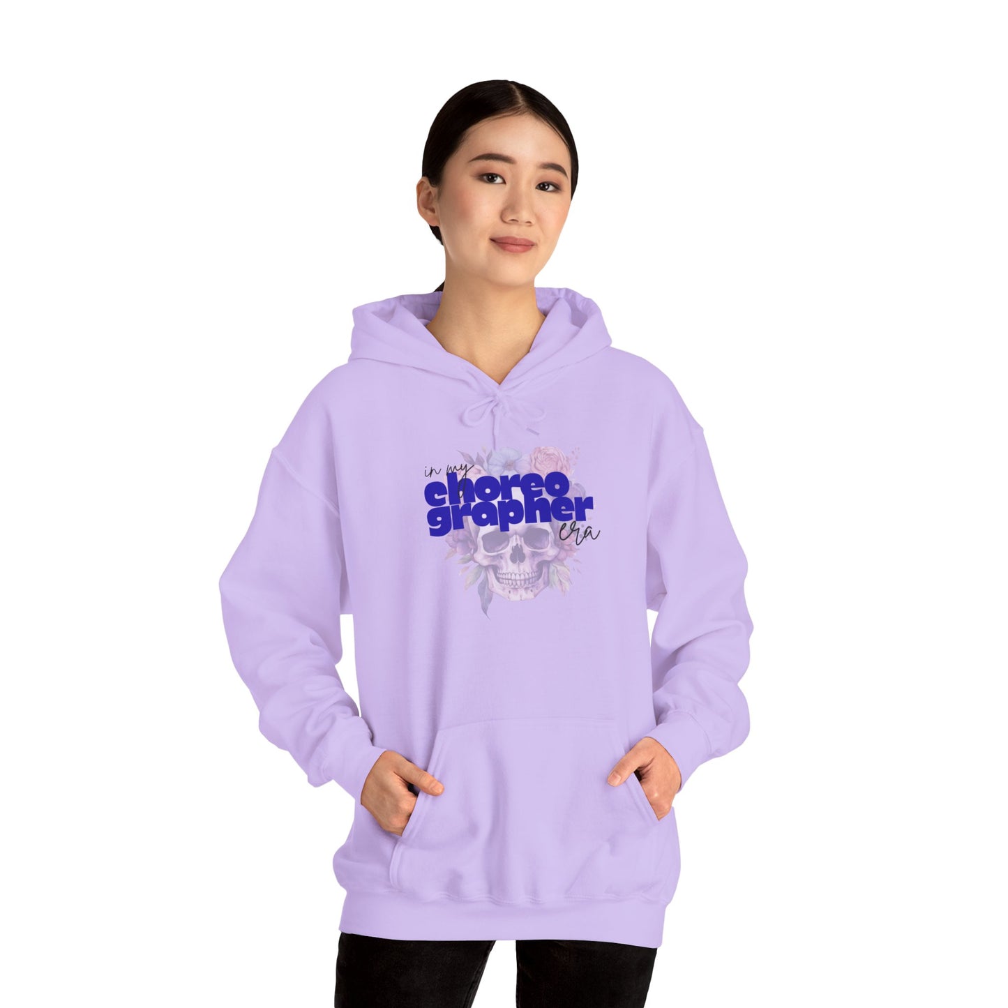 "In My Choreographer Era" Hoodie – Unisex Heavy Blend™ Hooded Sweatshirt with Floral Skull Graphic for Dance Creatives