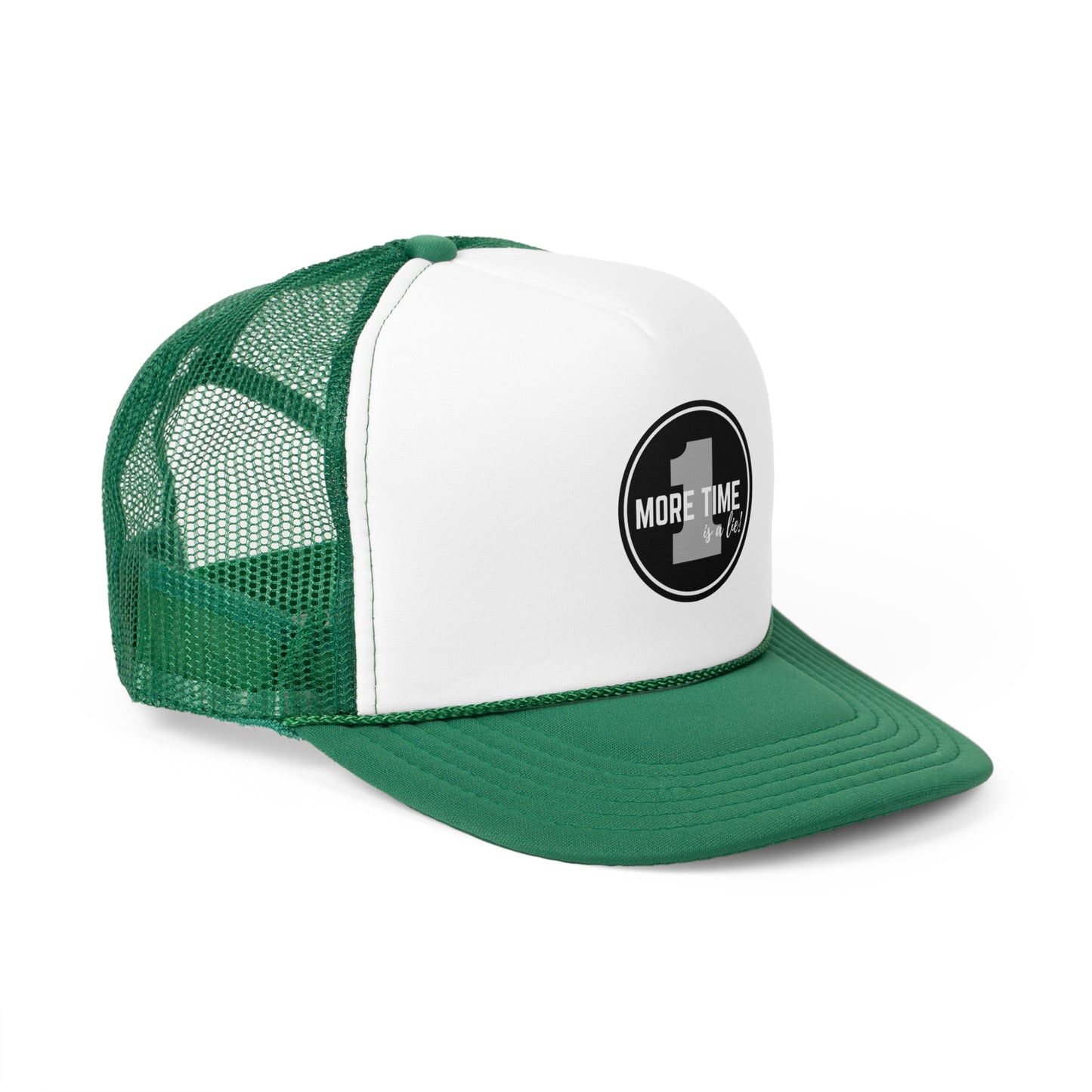 "One More Time is a Lie" Dance Quote Unisex Trucker Hat – Emblem Graphic Cap for Dancers & Dance Moms – Funny Dance Rehearsal Hat